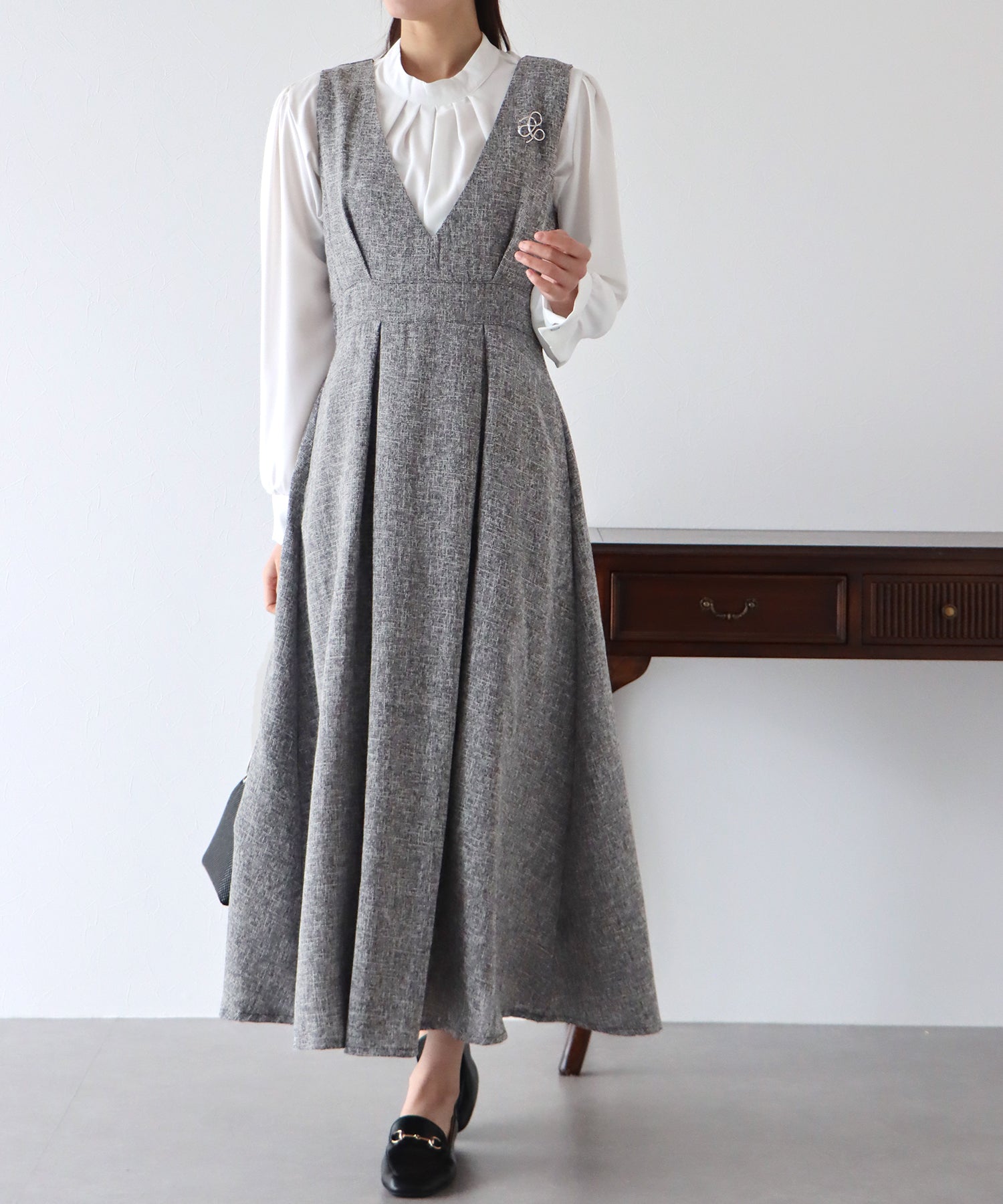 【SALE】ツイード&ツイルフレアジャンスカ