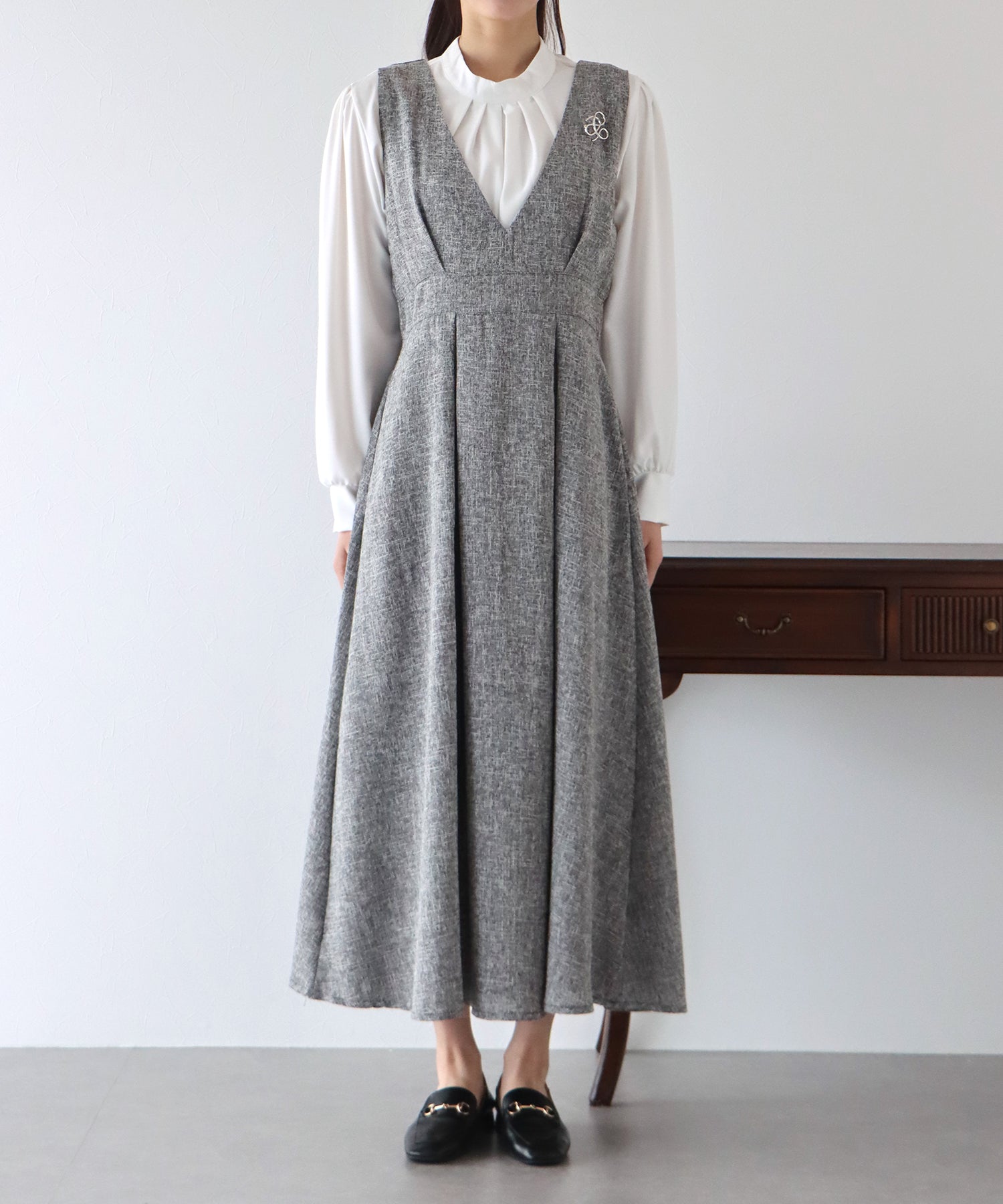 【SALE】ツイード&ツイルフレアジャンスカ