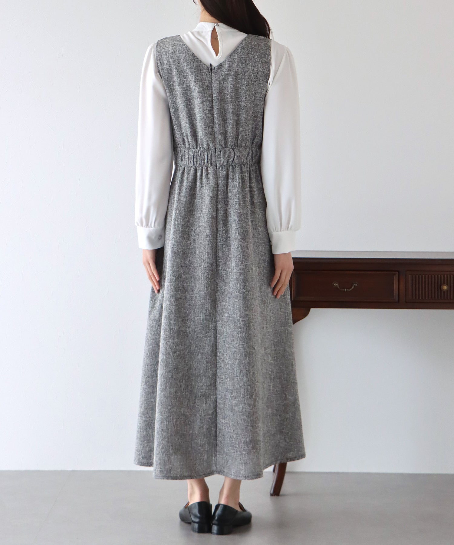 【SALE】ツイード&ツイルフレアジャンスカ