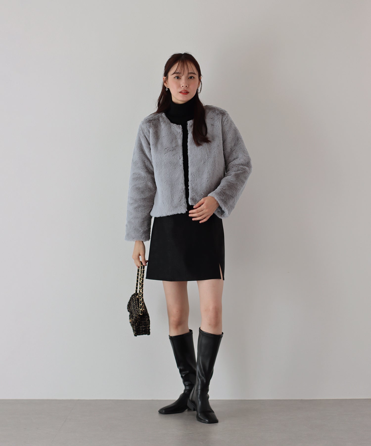 【SALE】ノーカラーファーブルゾン