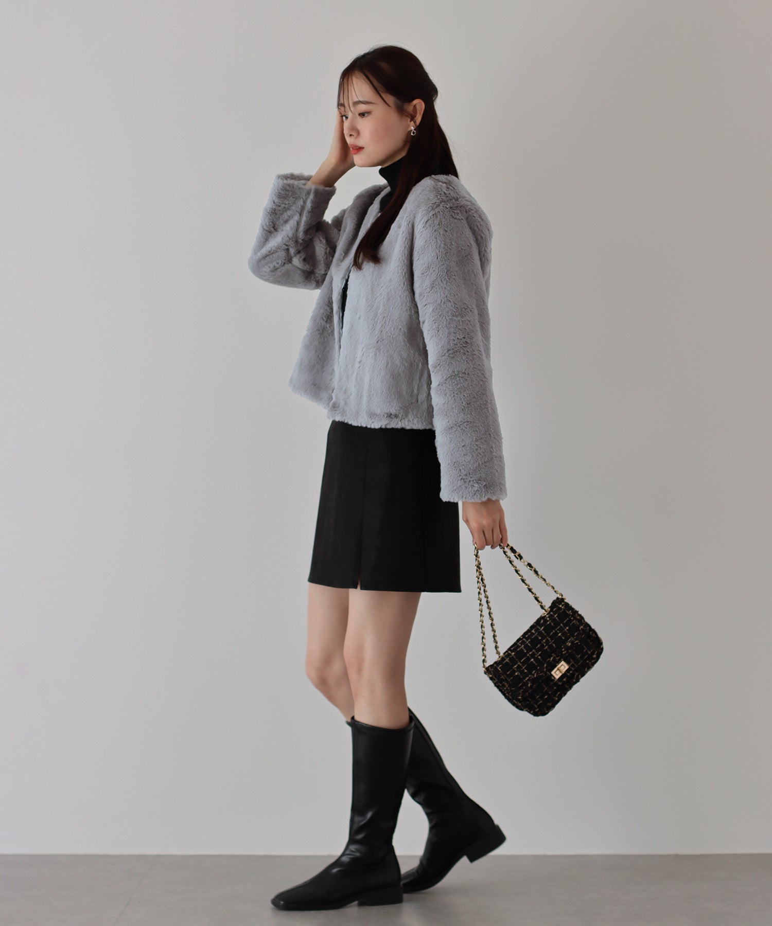 【SALE】ノーカラーファーブルゾン