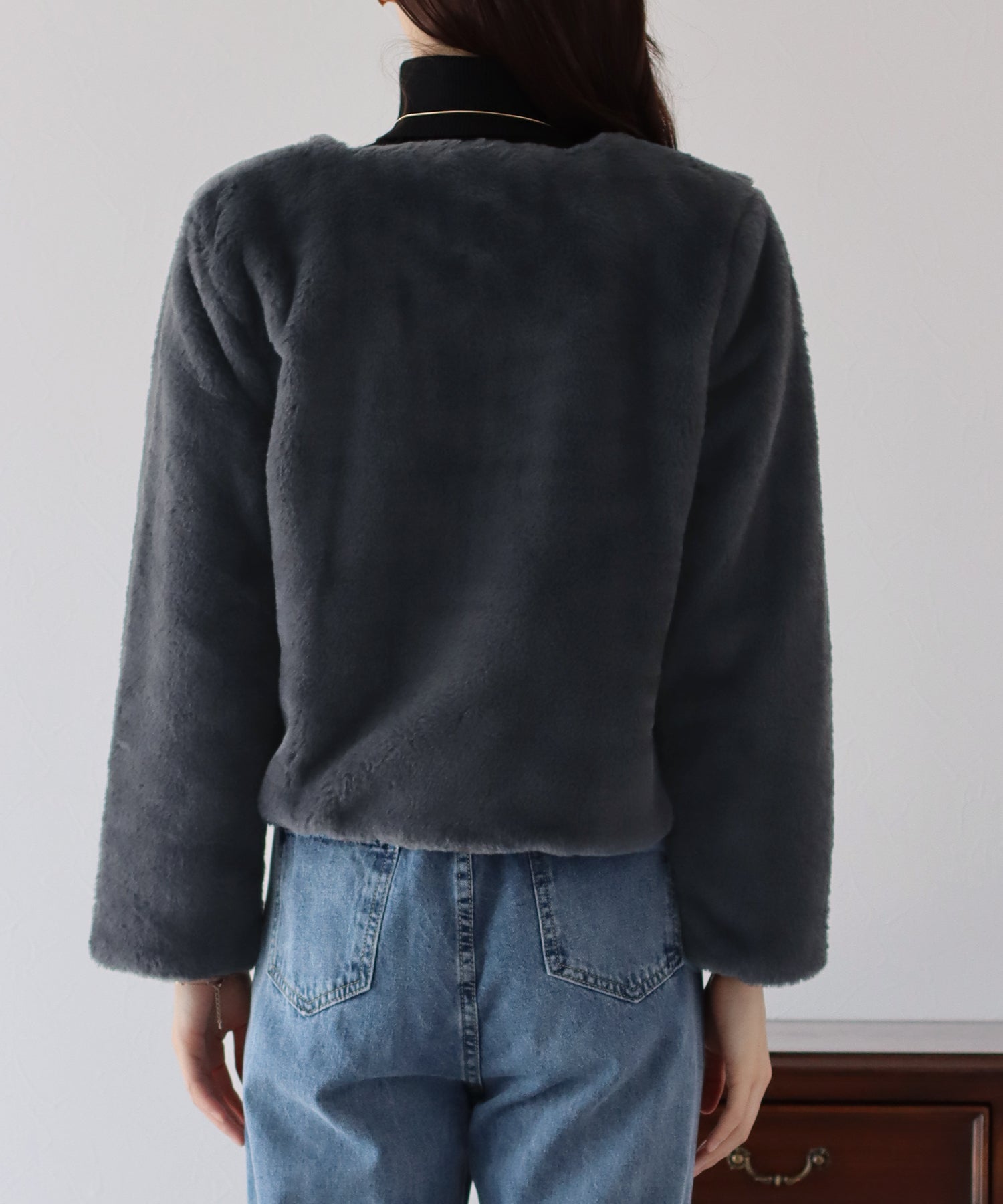 【SALE】ノーカラーファーブルゾン