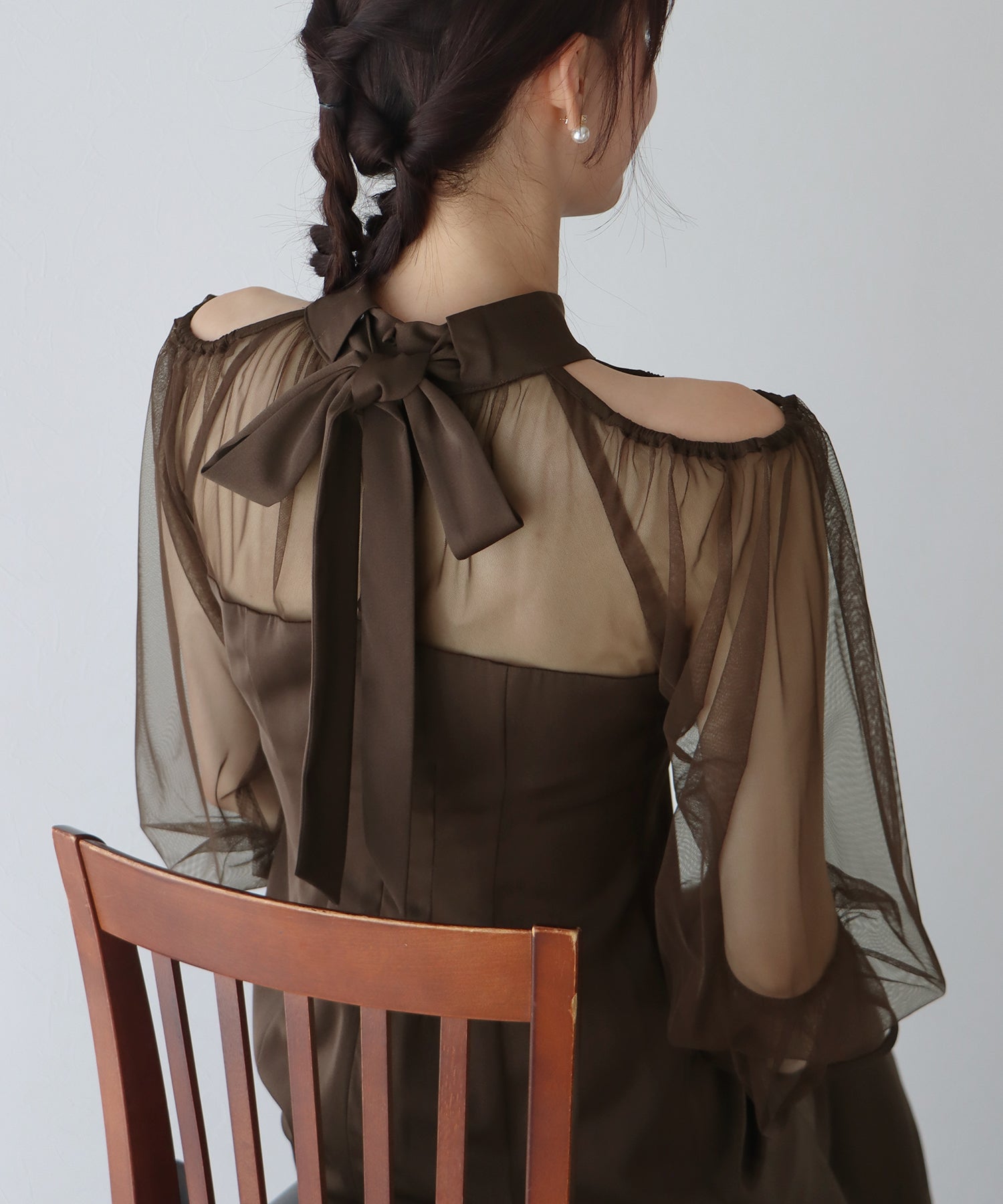 【TIME SALE】カットアウトチュールマーメイドパーティードレス