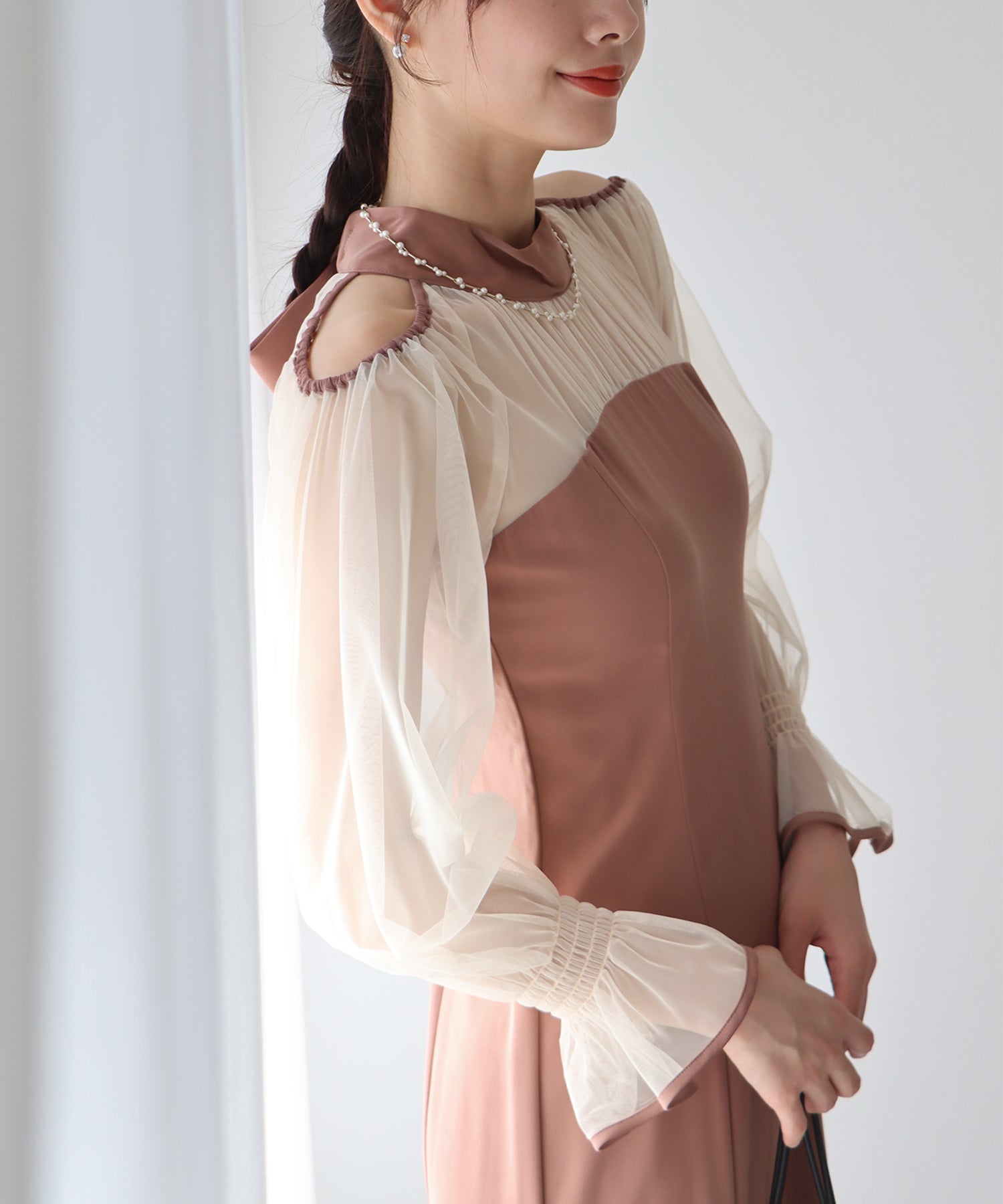 【TIME SALE】カットアウトチュールマーメイドパーティードレス