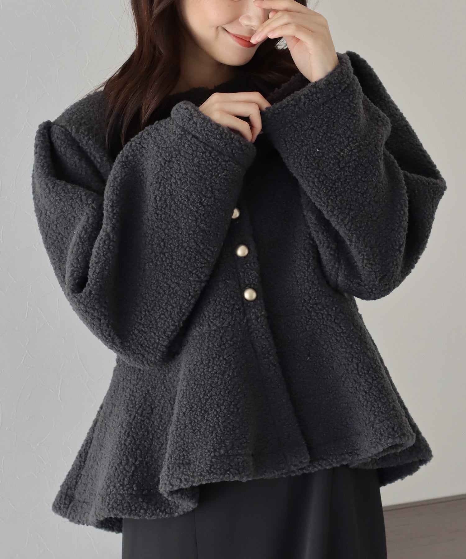 【SALE】もこもこペプラムコート