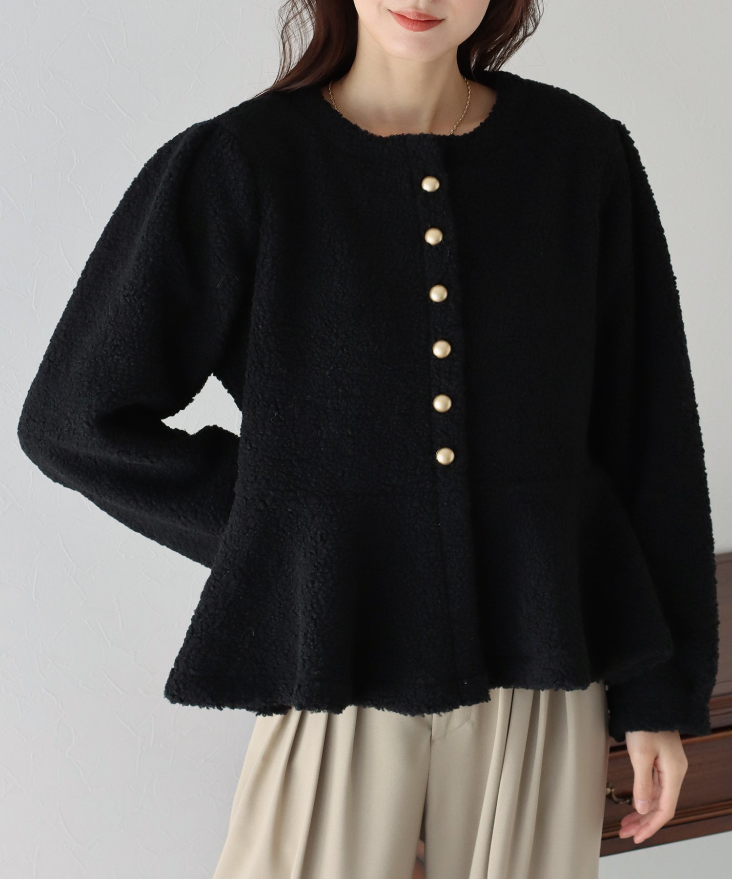 【SALE】もこもこペプラムコート