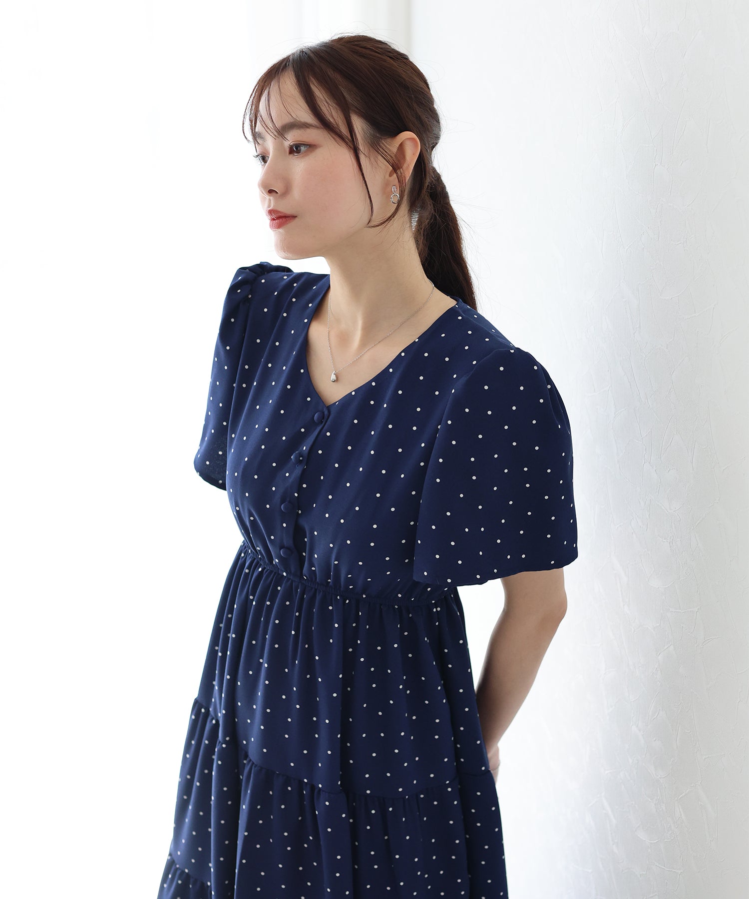 【SALE】フレアスリーブティアードワンピース