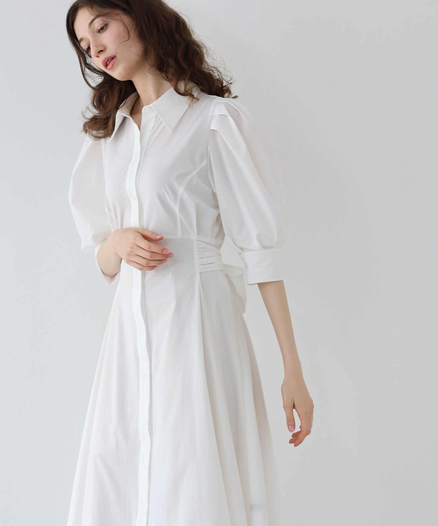 【SALE】リボンシャツワンピース