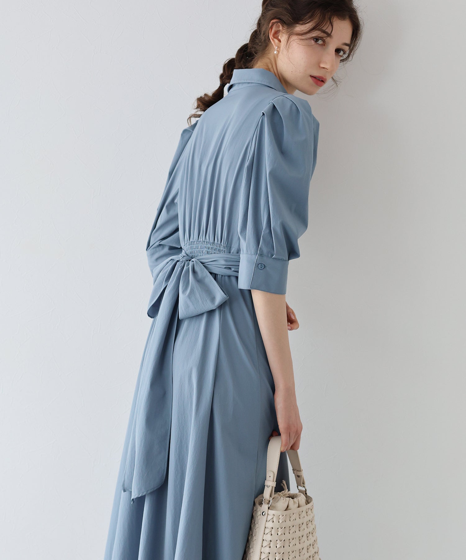 【SALE】リボンシャツワンピース