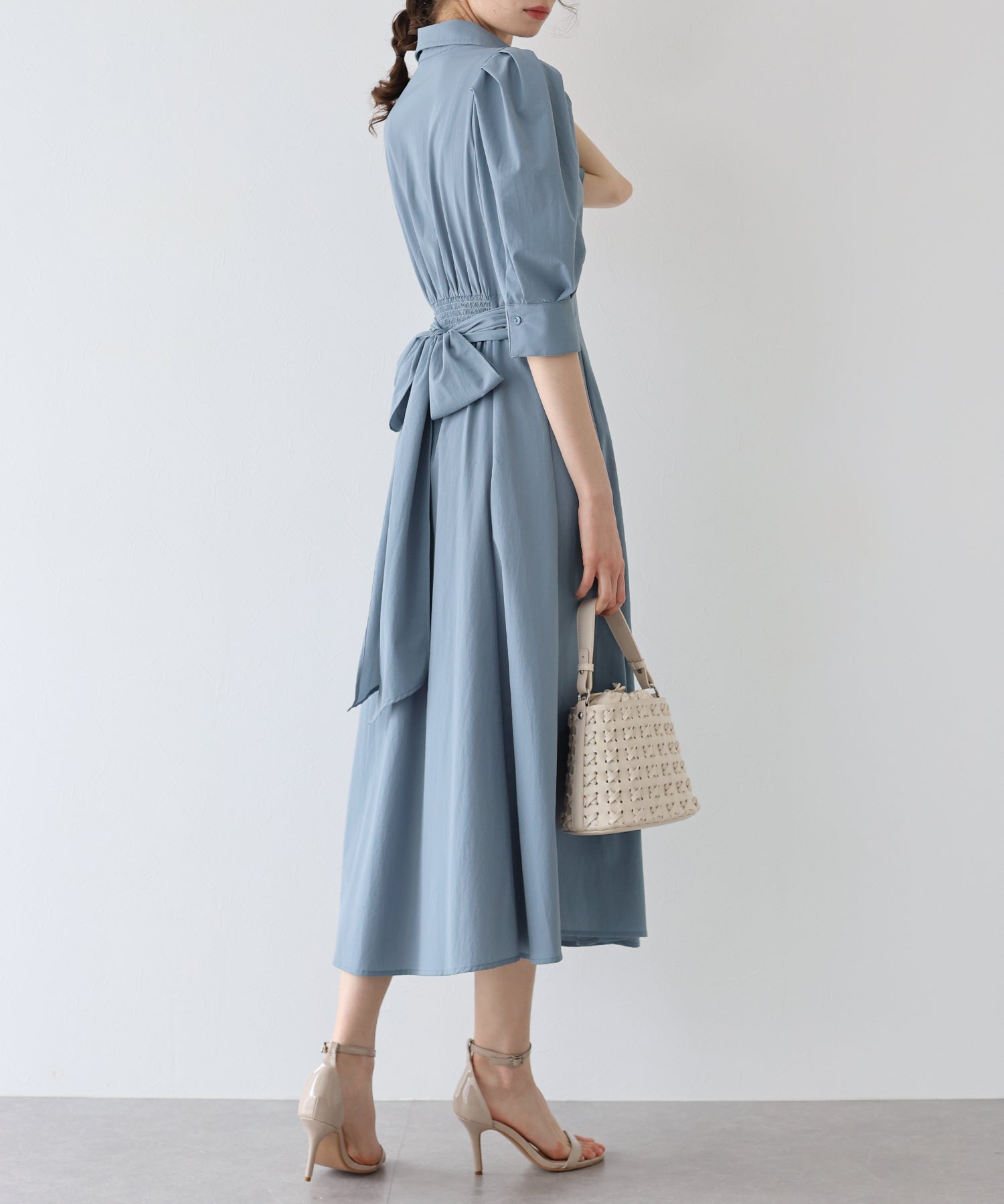 【SALE】リボンシャツワンピース