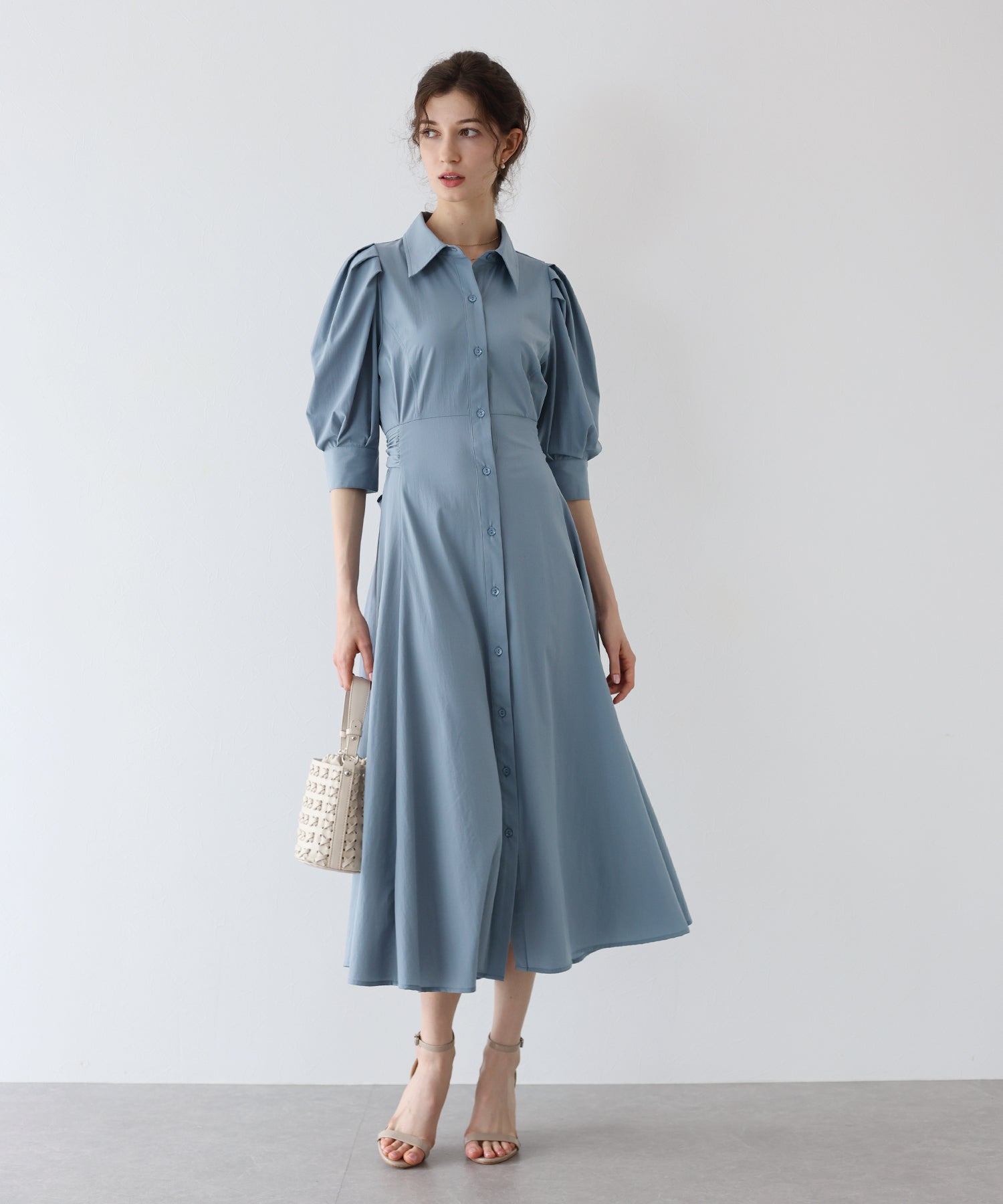 【SALE】リボンシャツワンピース