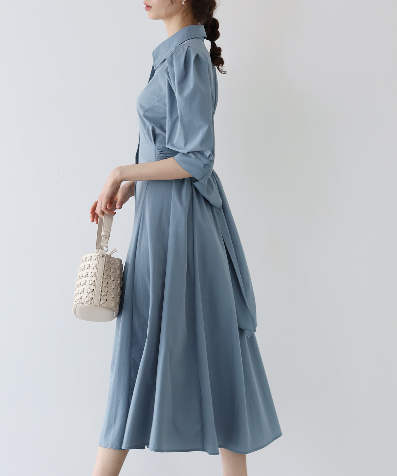 【SALE】リボンシャツワンピース