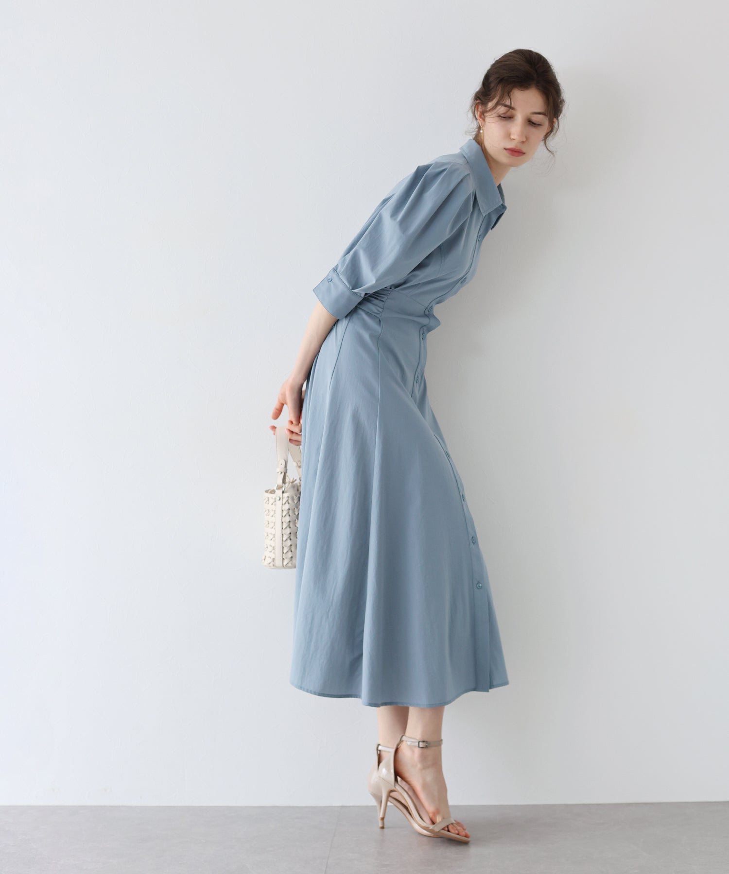 【SALE】リボンシャツワンピース