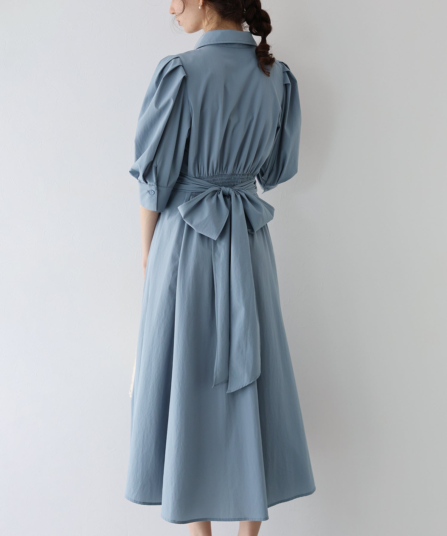 【SALE】リボンシャツワンピース