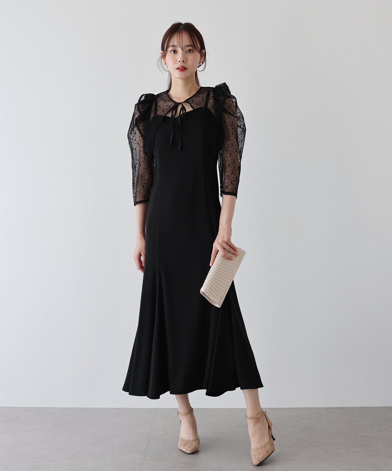 【TIME SALE】フリルレースボレロ×マーメイドワンピースドレス