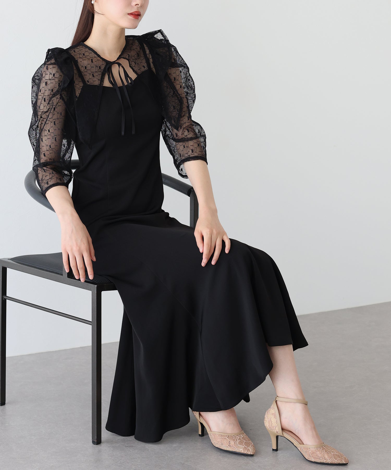 【TIME SALE】フリルレースボレロ×マーメイドワンピースドレス