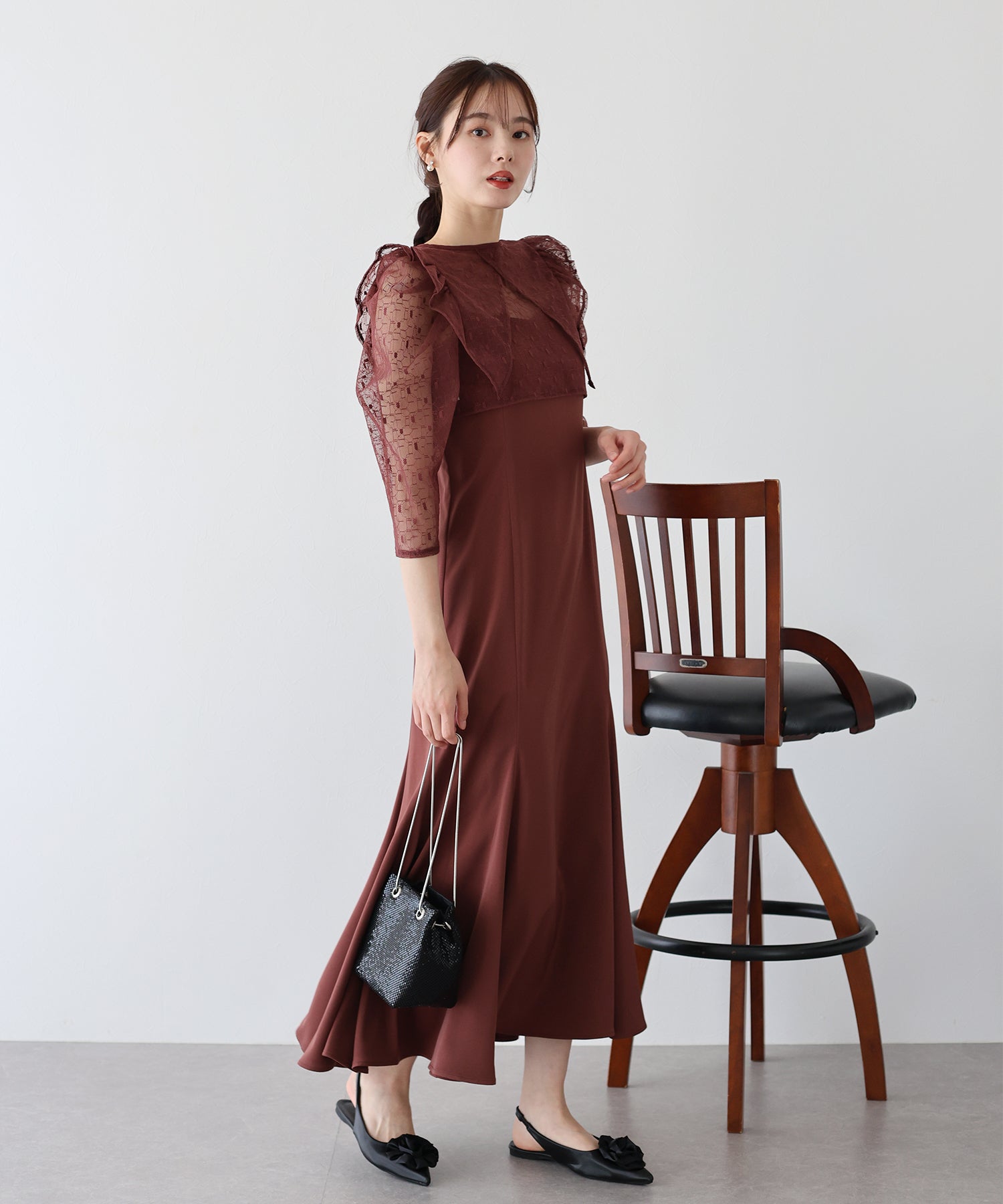 【TIME SALE】フリルレースボレロ×マーメイドワンピースドレス