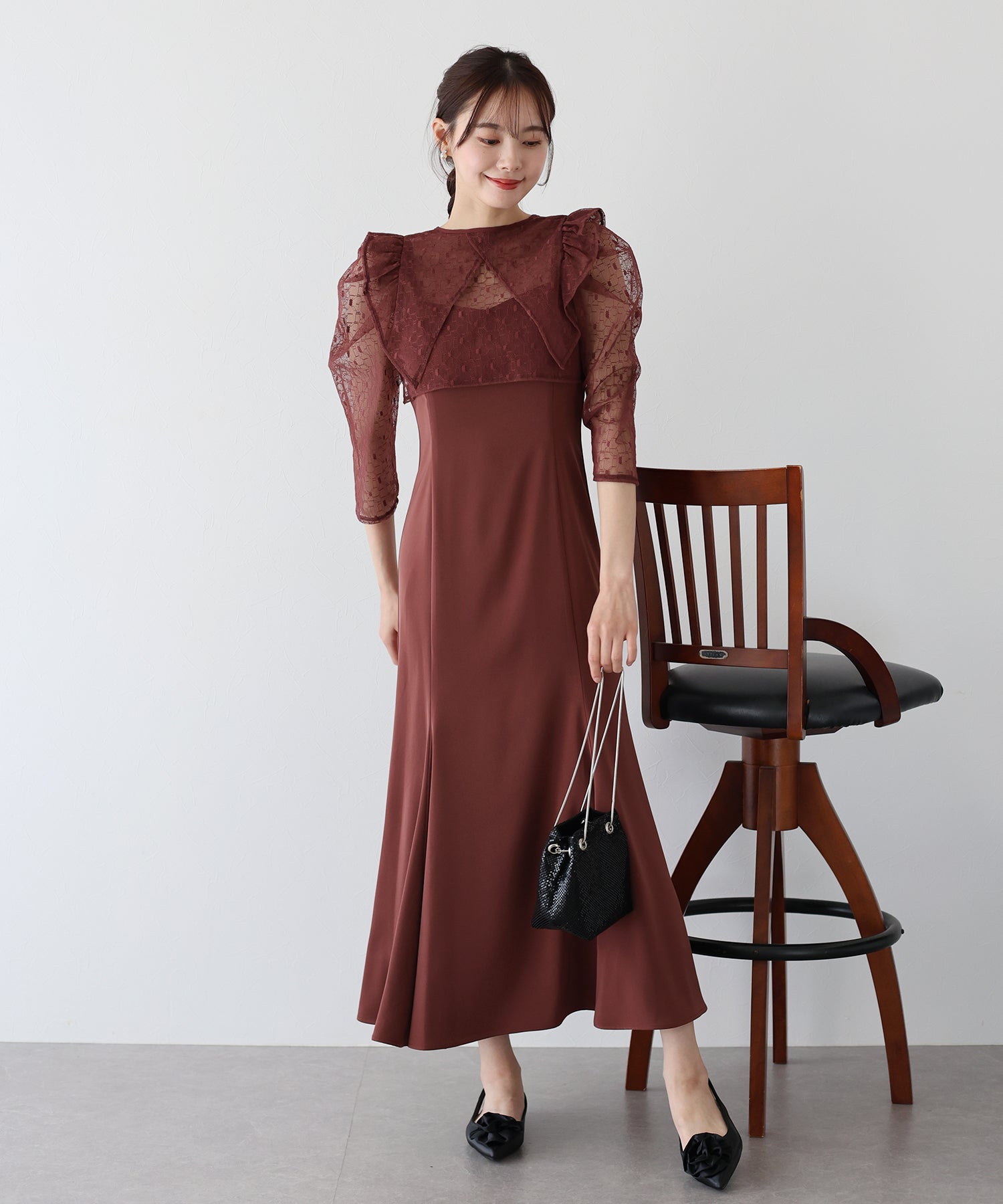 【TIME SALE】フリルレースボレロ×マーメイドワンピースドレス