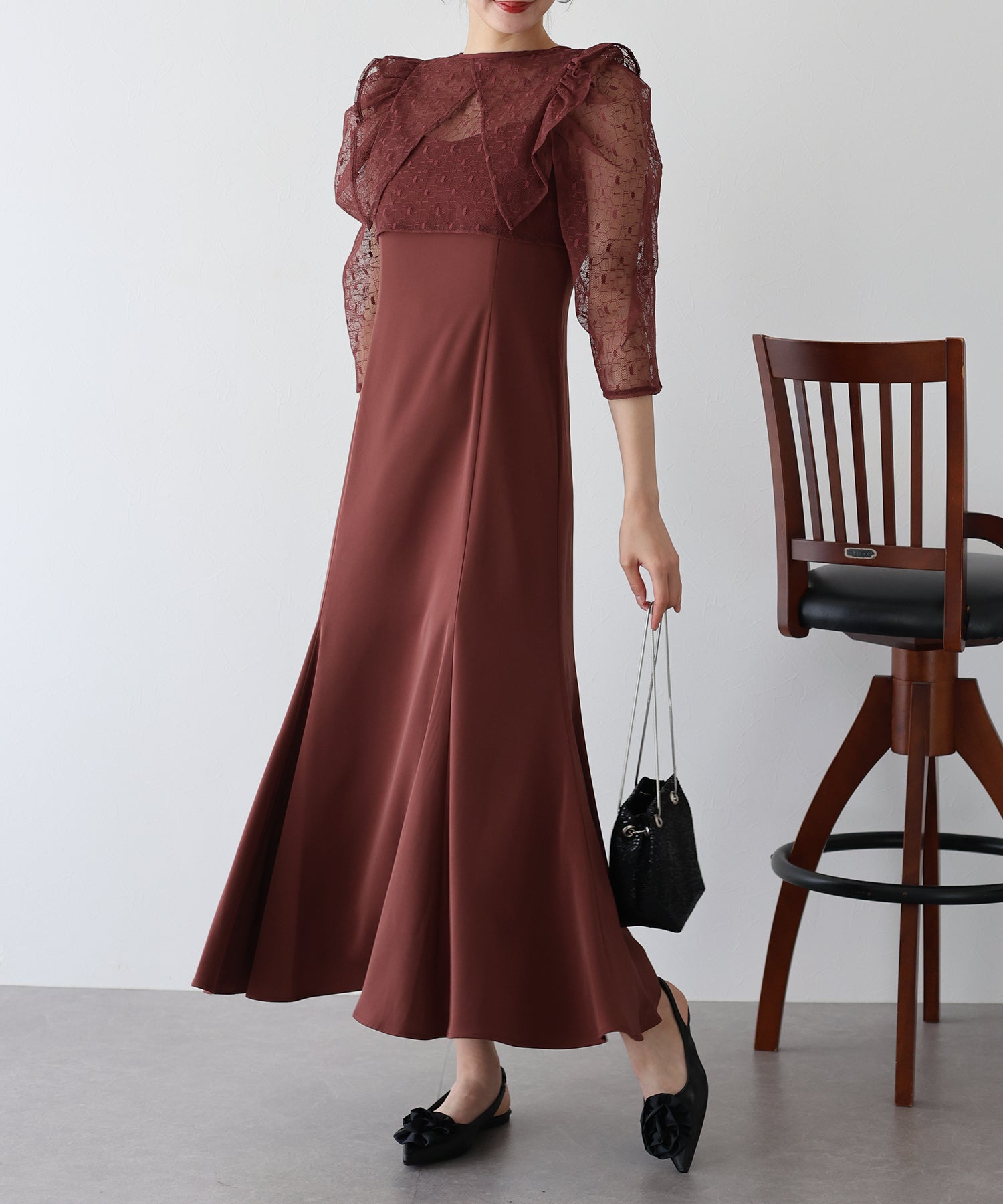 【TIME SALE】フリルレースボレロ×マーメイドワンピースドレス