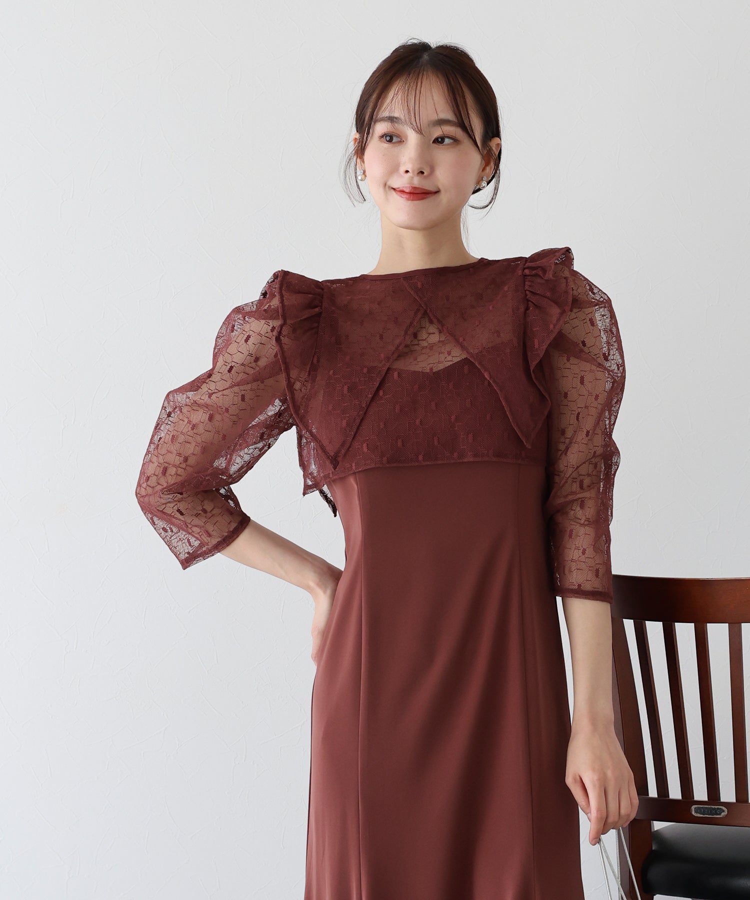 【TIME SALE】フリルレースボレロ×マーメイドワンピースドレス