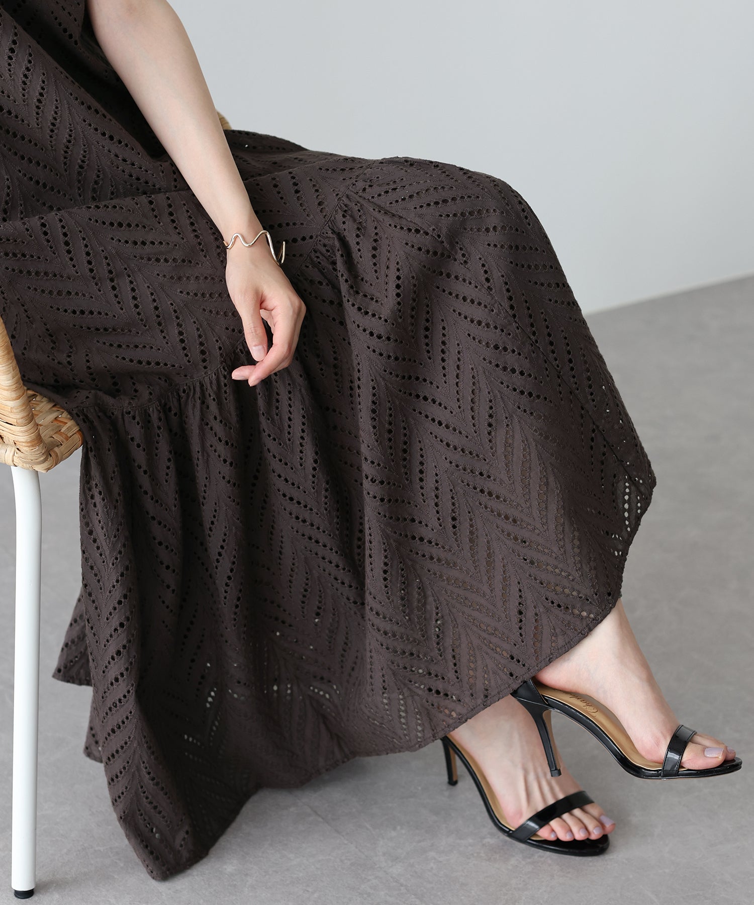 【SALE】コットンレースティアードワンピース