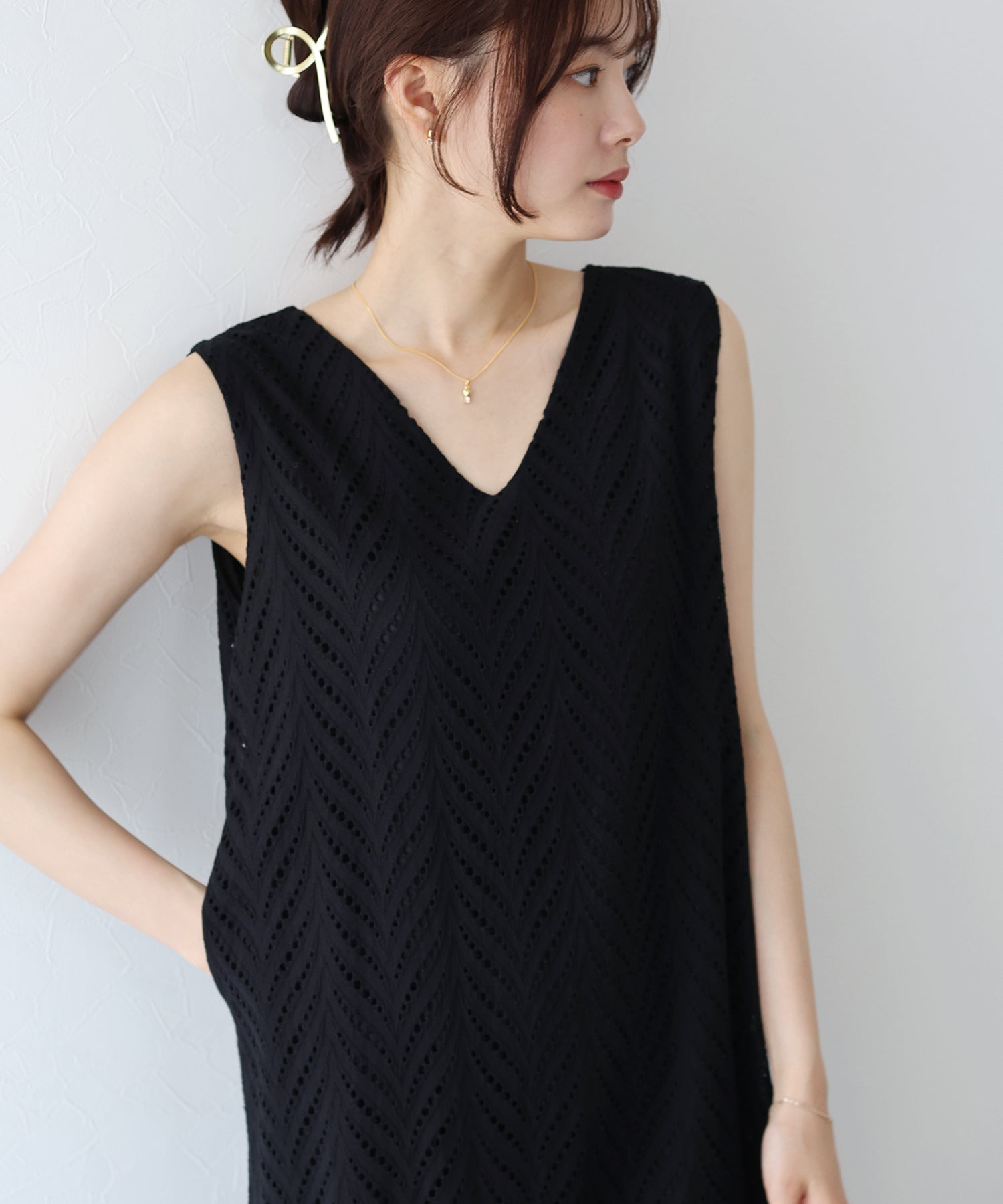 【SALE】コットンレースティアードワンピース