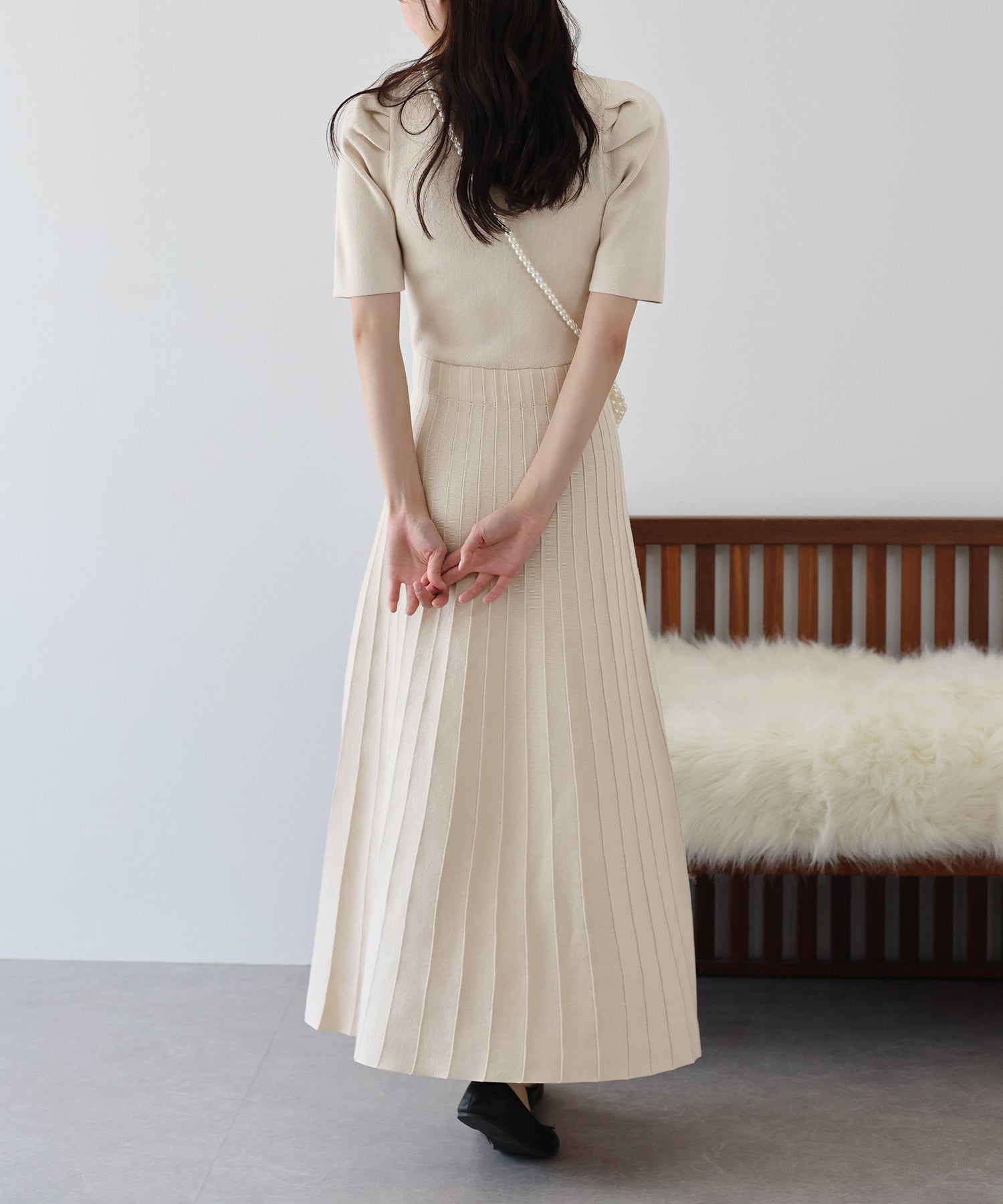 【SALE】配色リボンニットワンピース