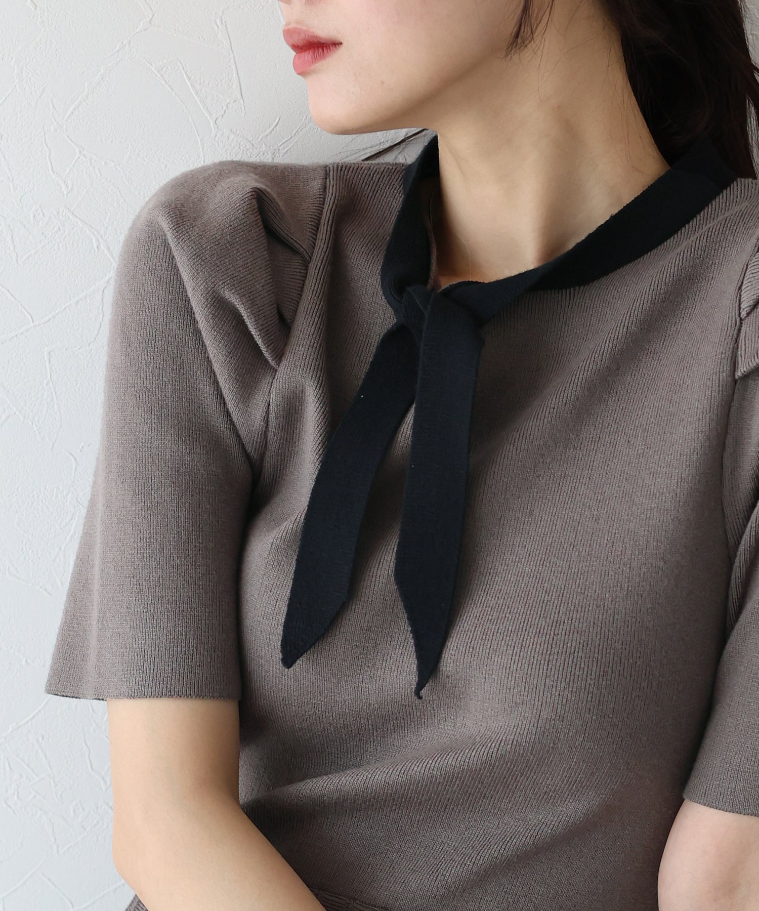 【SALE】配色リボンニットワンピース