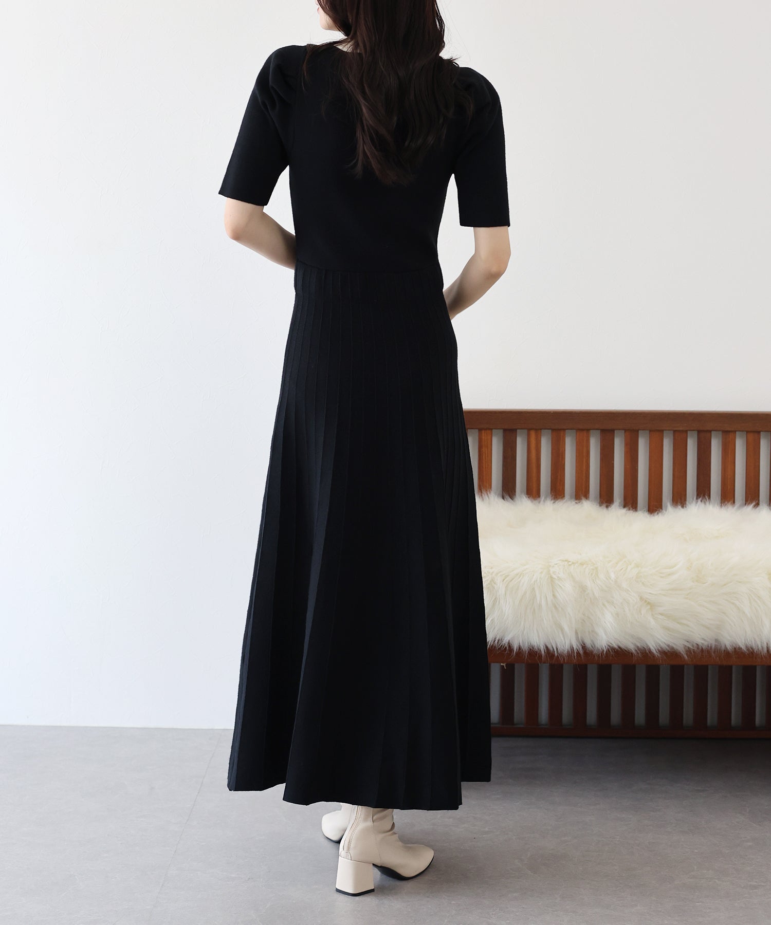 【SALE】配色リボンニットワンピース