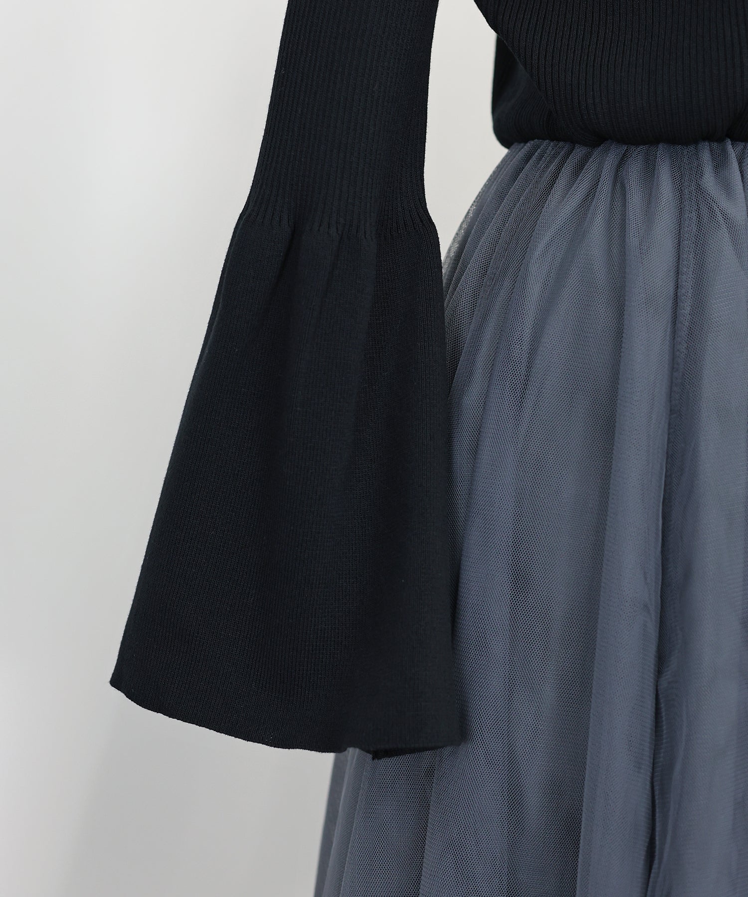 【SALE】チュールニットドッキングワンピース