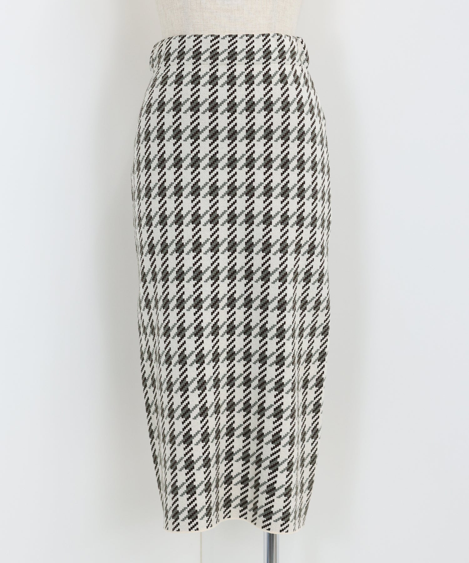 配色チェックニットタイトスカート