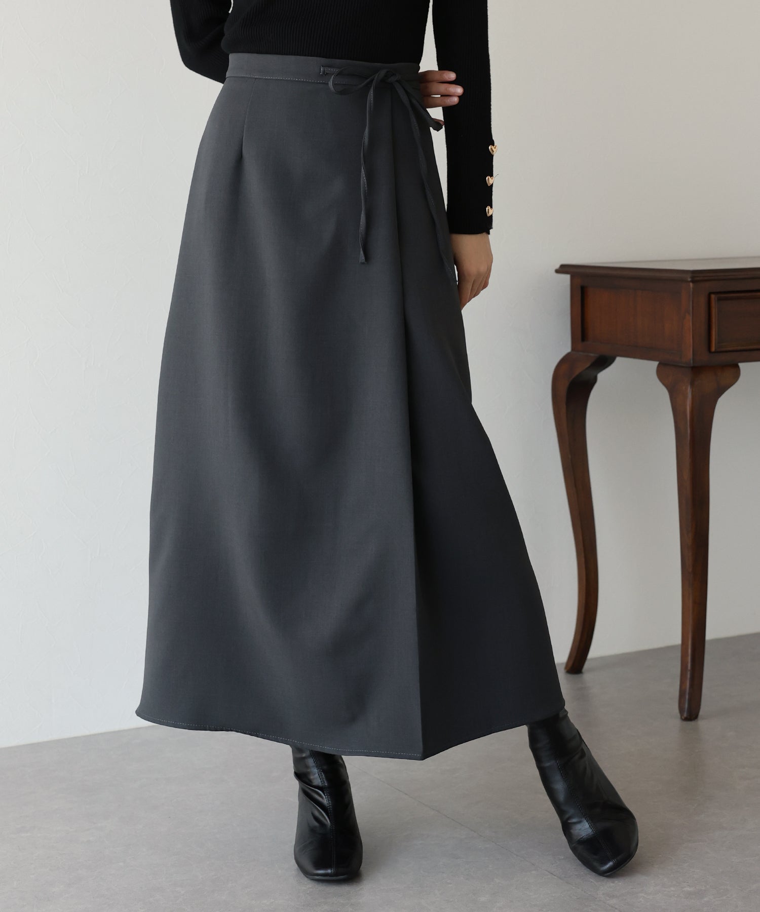 【SALE】サイドリボンIラインスカート