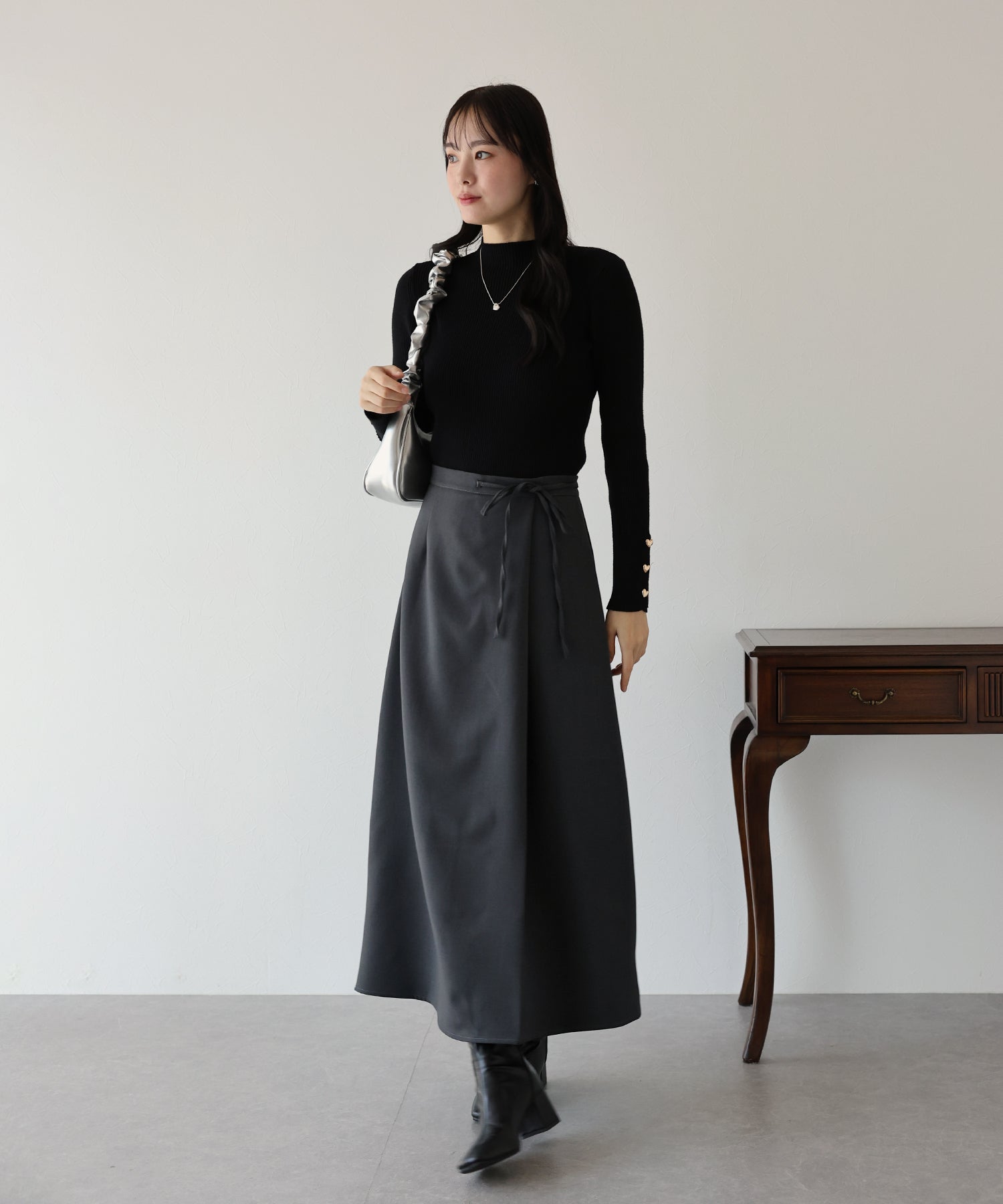 【SALE】サイドリボンIラインスカート