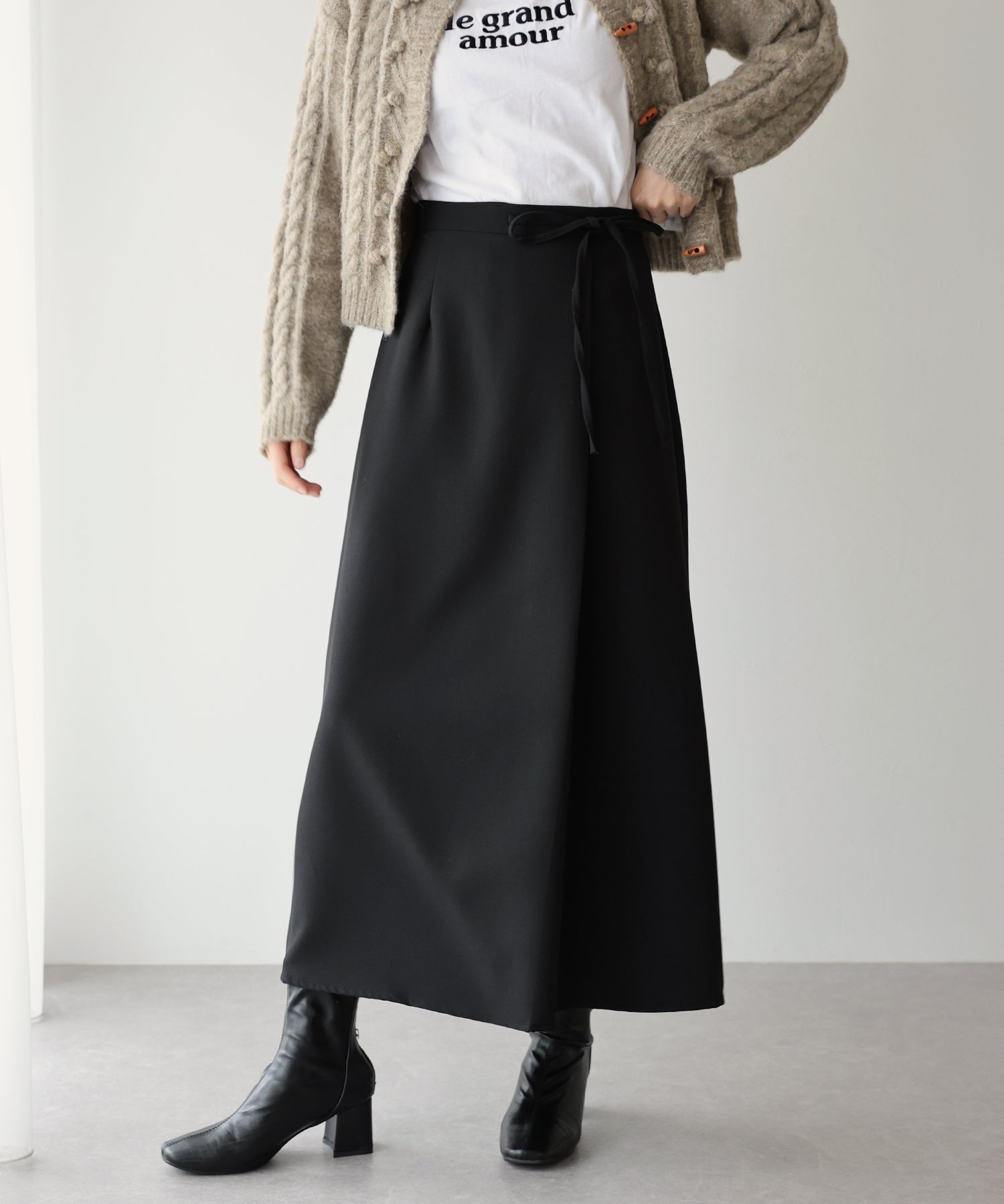 【SALE】サイドリボンIラインスカート