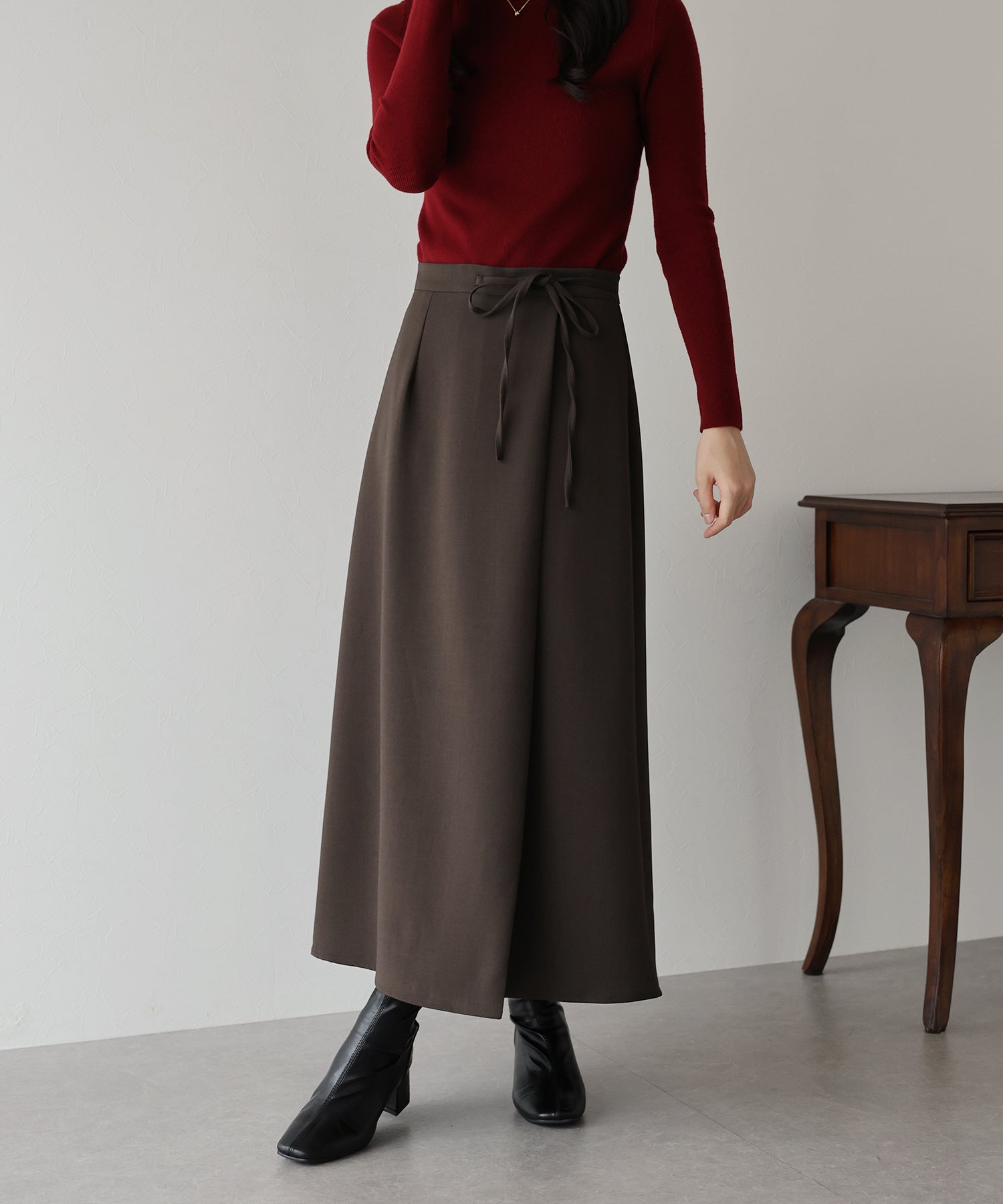 【SALE】サイドリボンIラインスカート