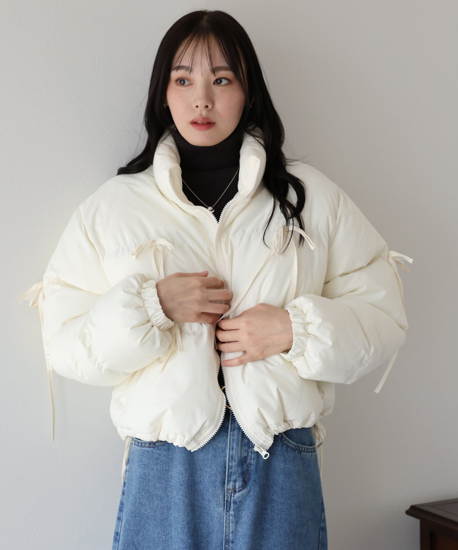 【TIME SALE】リボン付ショートダウン