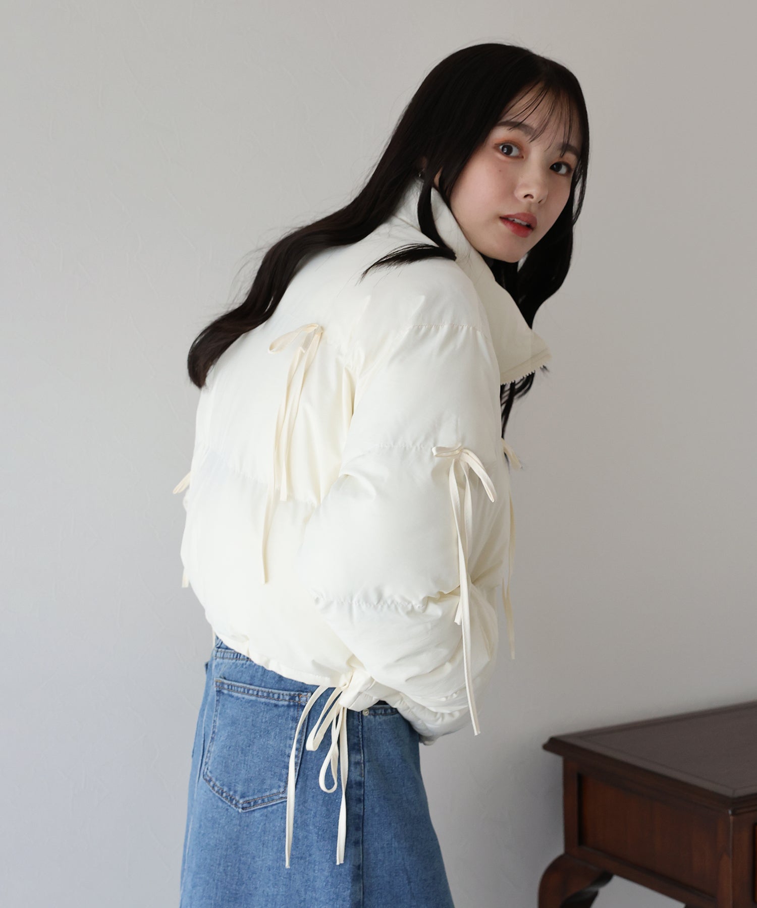 【TIME SALE】リボン付ショートダウン