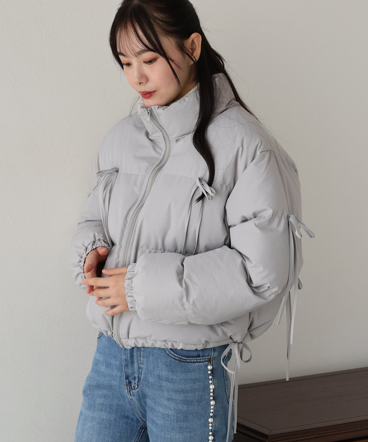 【TIME SALE】リボン付ショートダウン