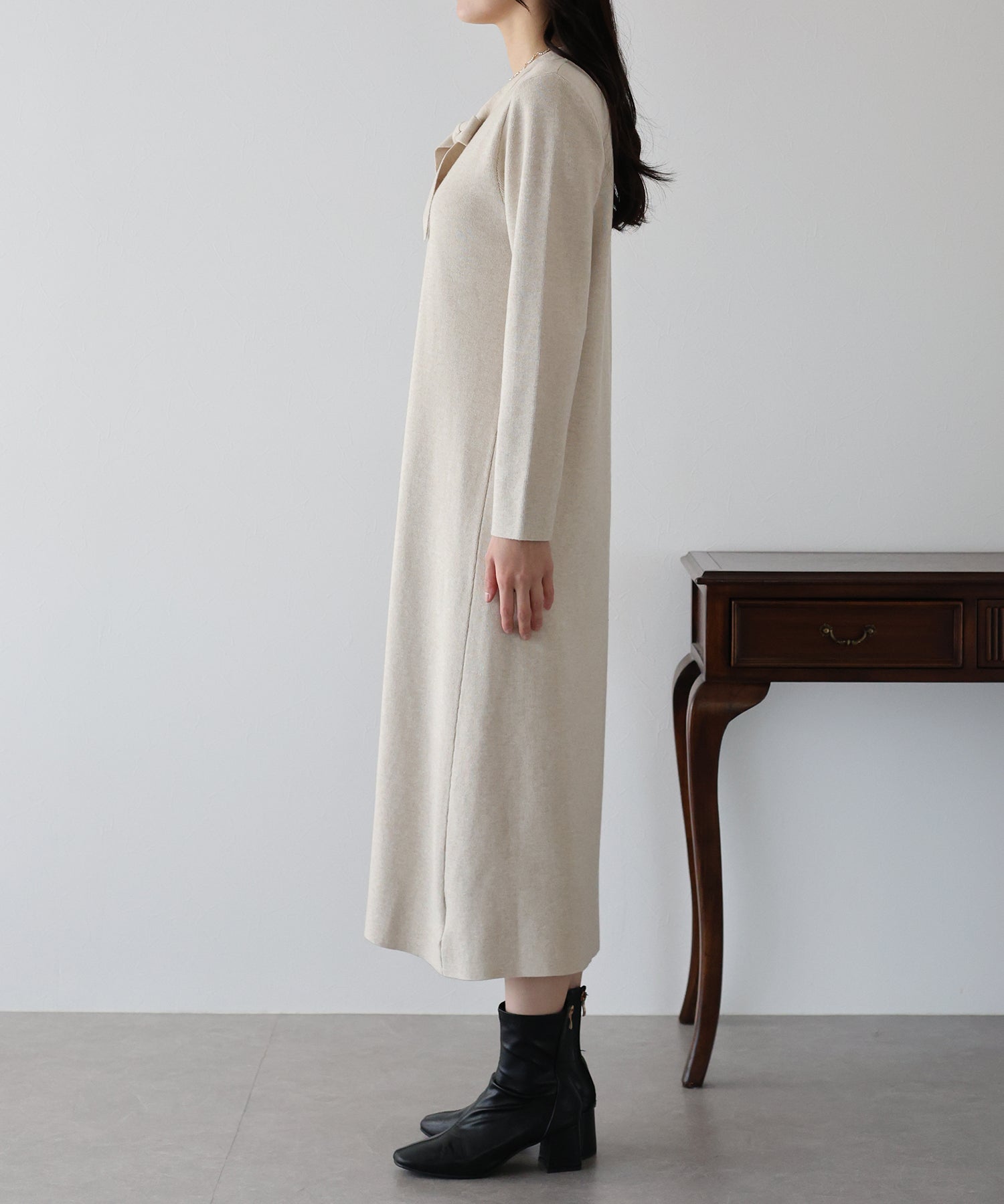 【TIME SALE】ボウタイニットワンピース