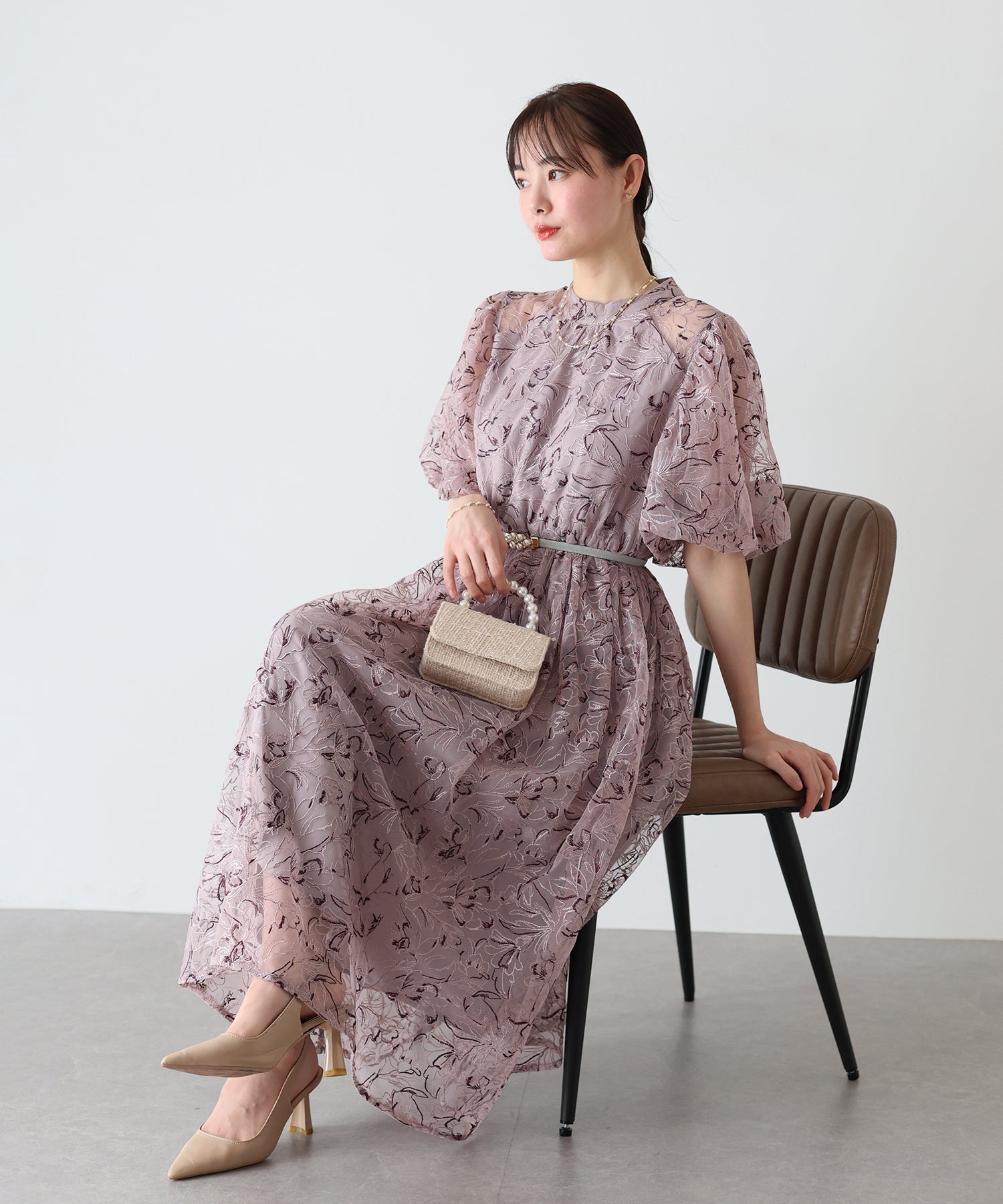 【SALE】バルーンスリーブレースドレス