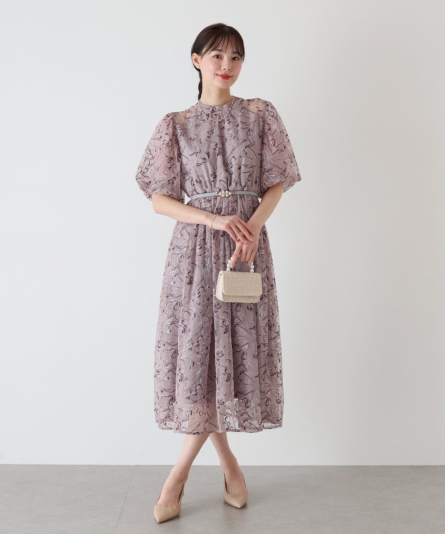 【SALE】バルーンスリーブレースドレス