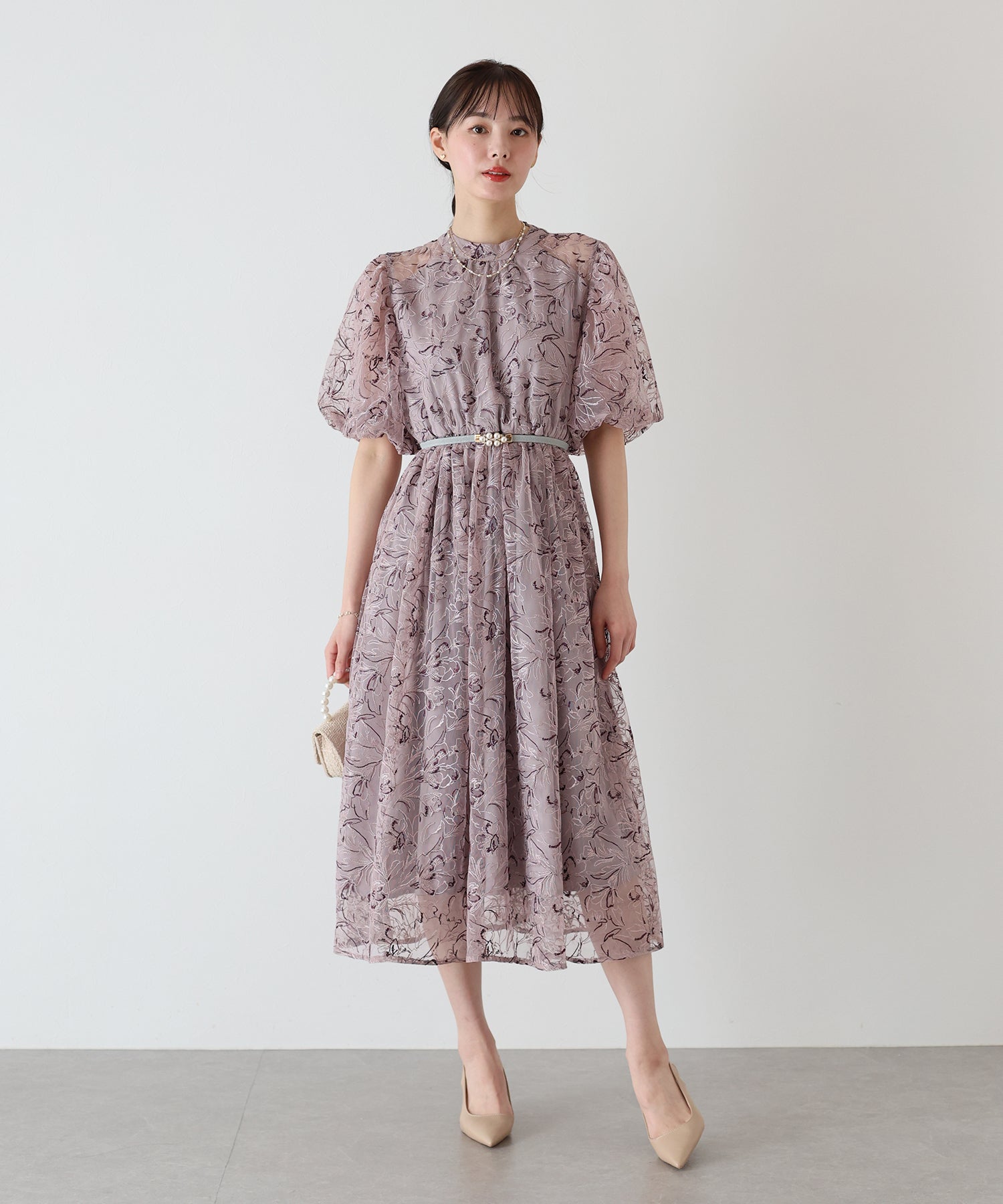 【SALE】バルーンスリーブレースドレス