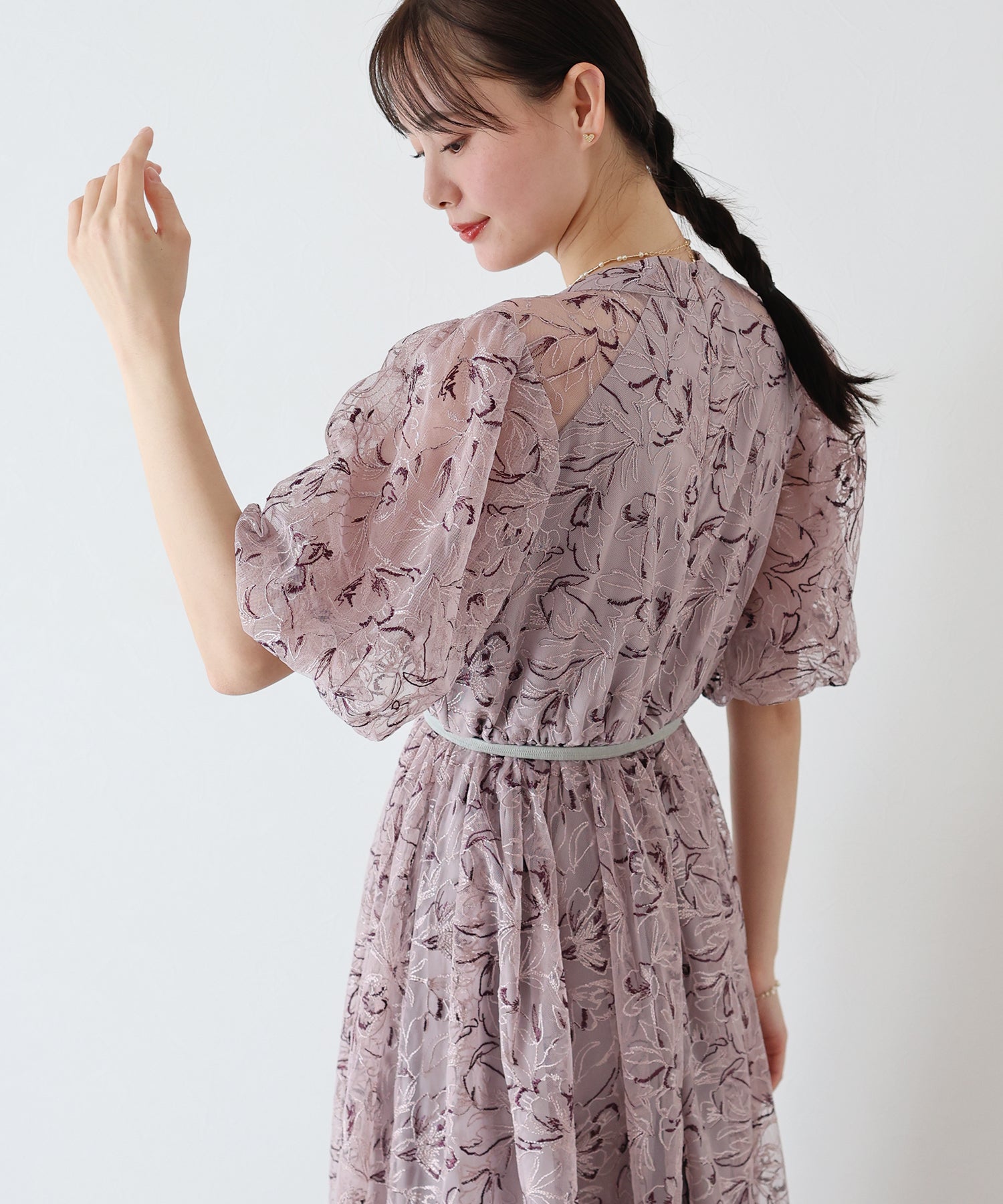 【SALE】バルーンスリーブレースドレス