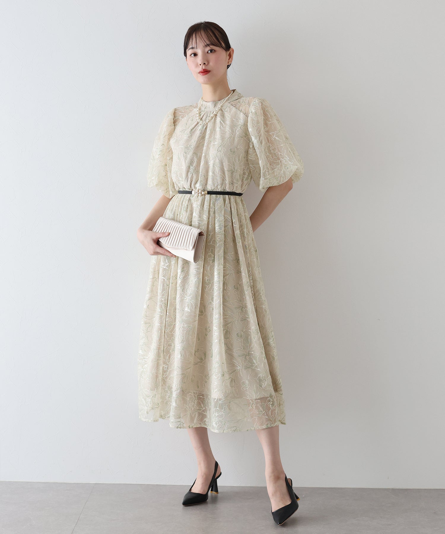 【SALE】バルーンスリーブレースドレス