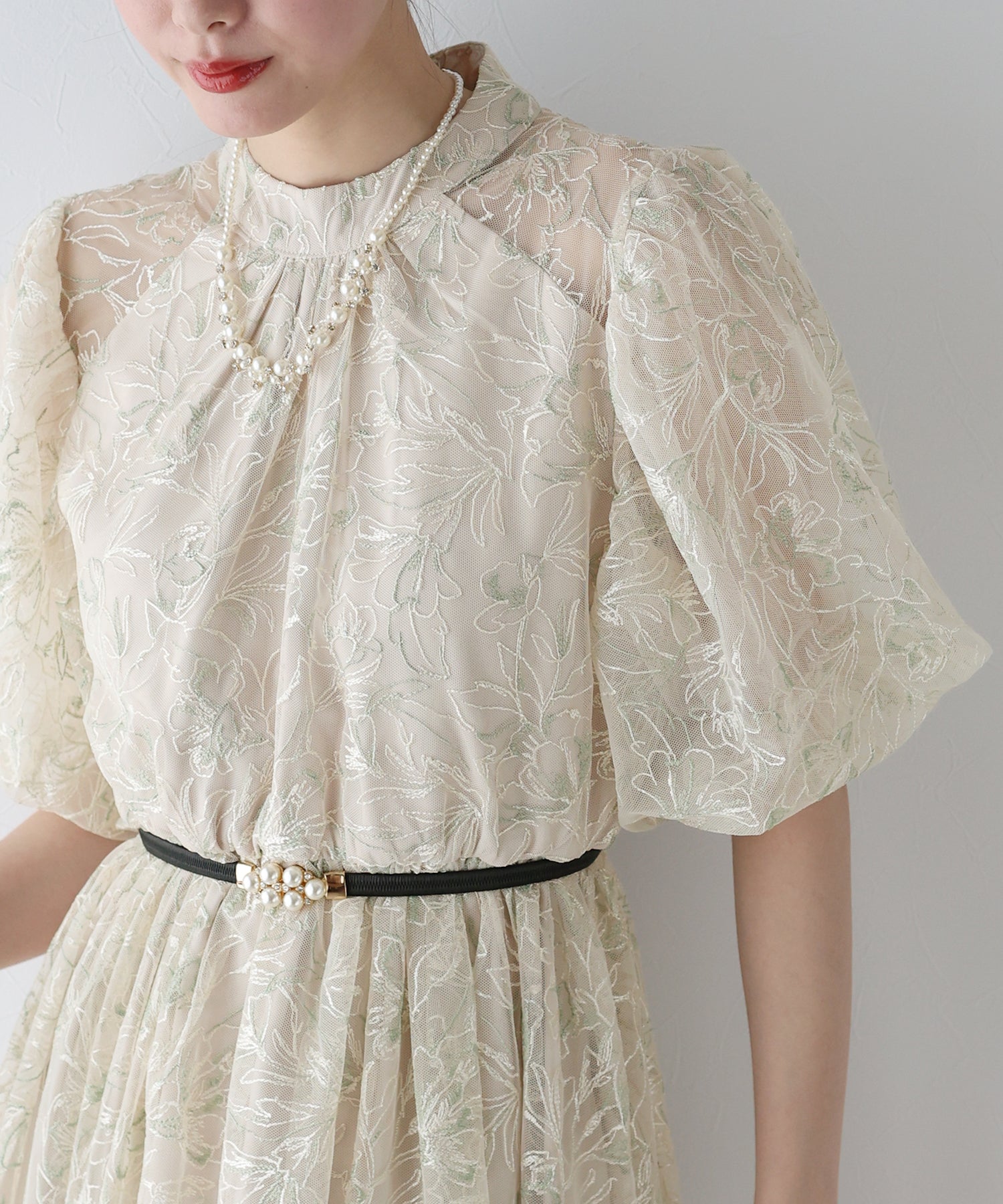 【SALE】バルーンスリーブレースドレス