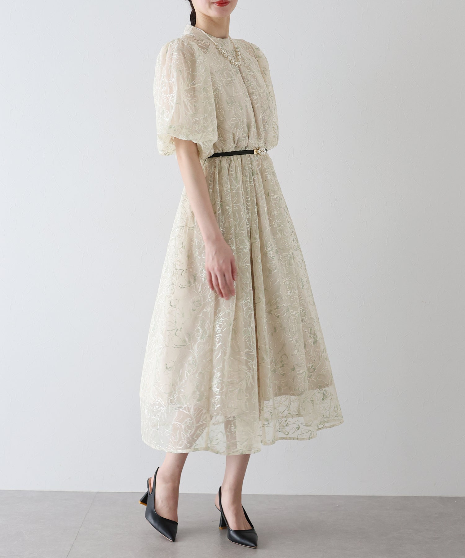 【SALE】バルーンスリーブレースドレス