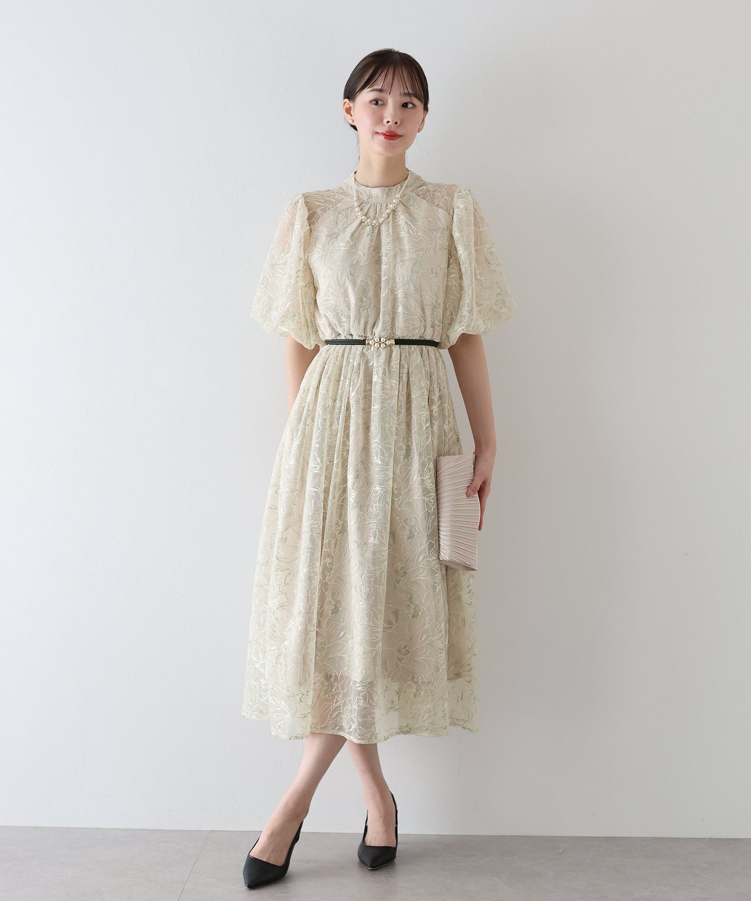 【SALE】バルーンスリーブレースドレス