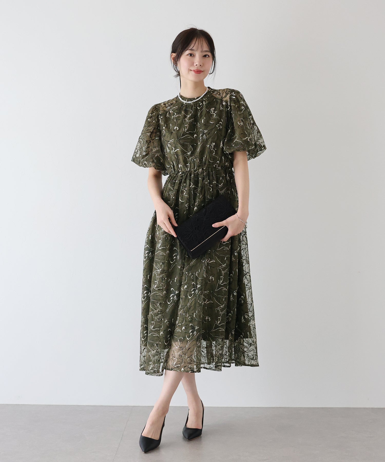 【SALE】バルーンスリーブレースドレス