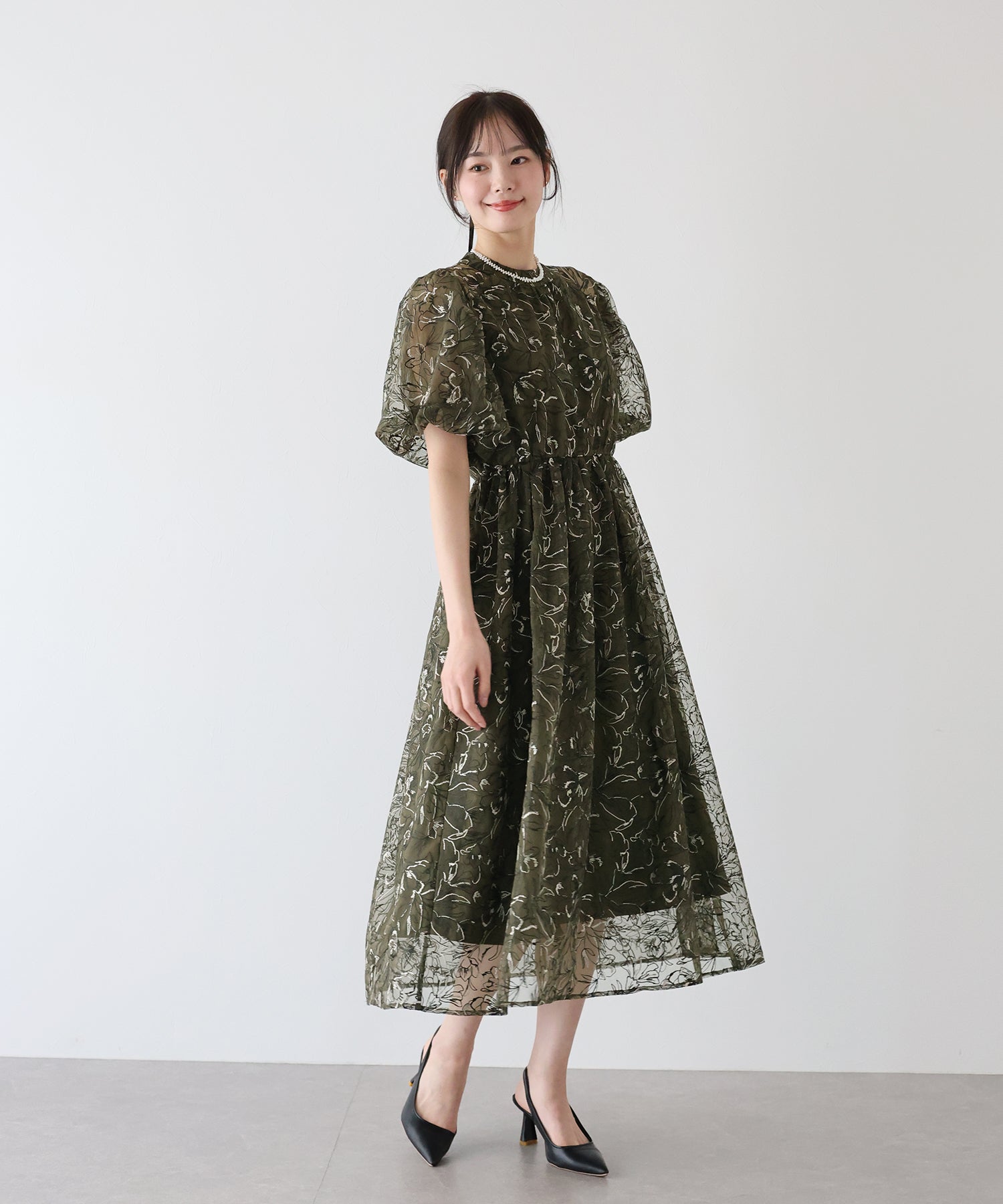 【SALE】バルーンスリーブレースドレス