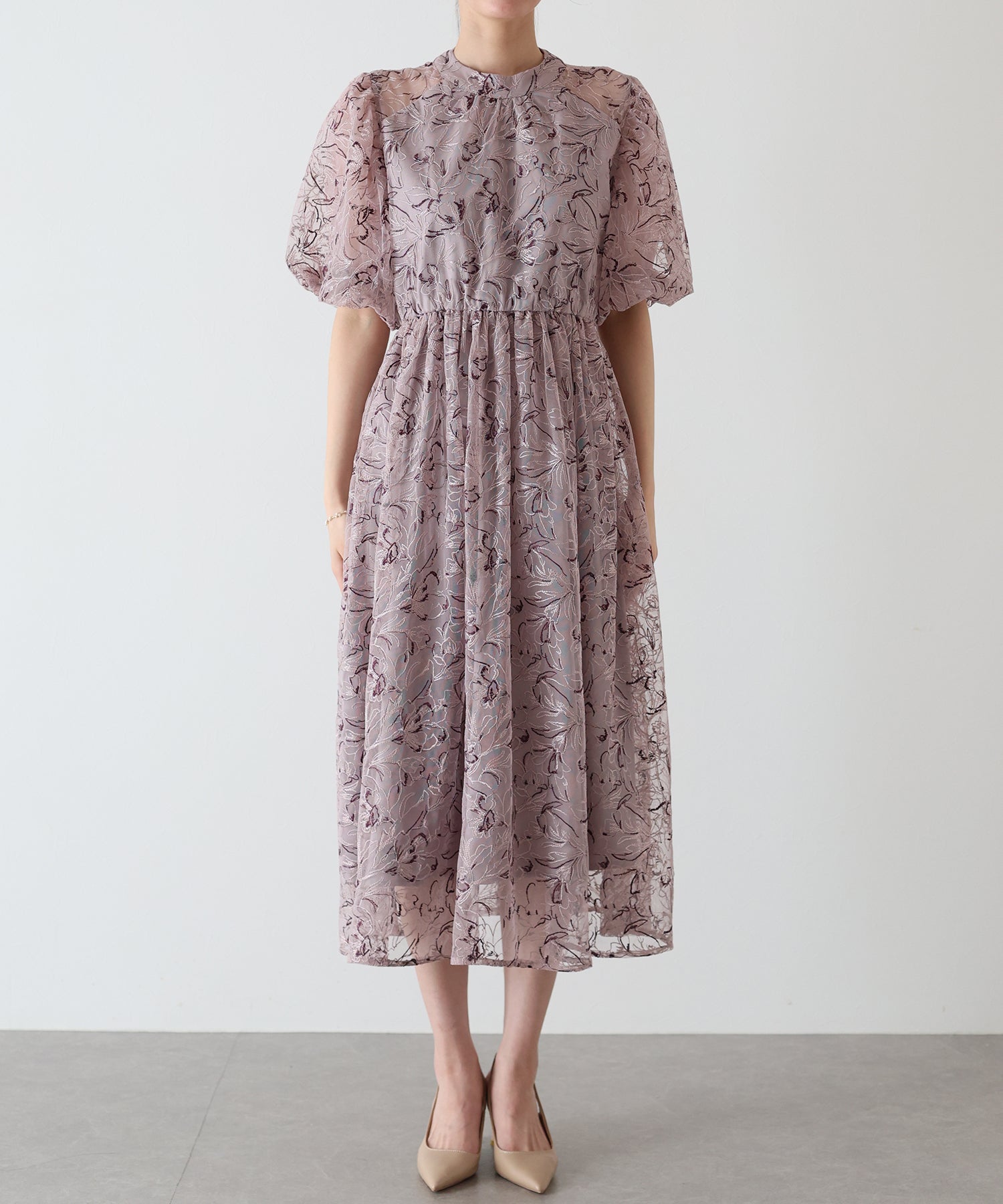 【SALE】バルーンスリーブレースドレス